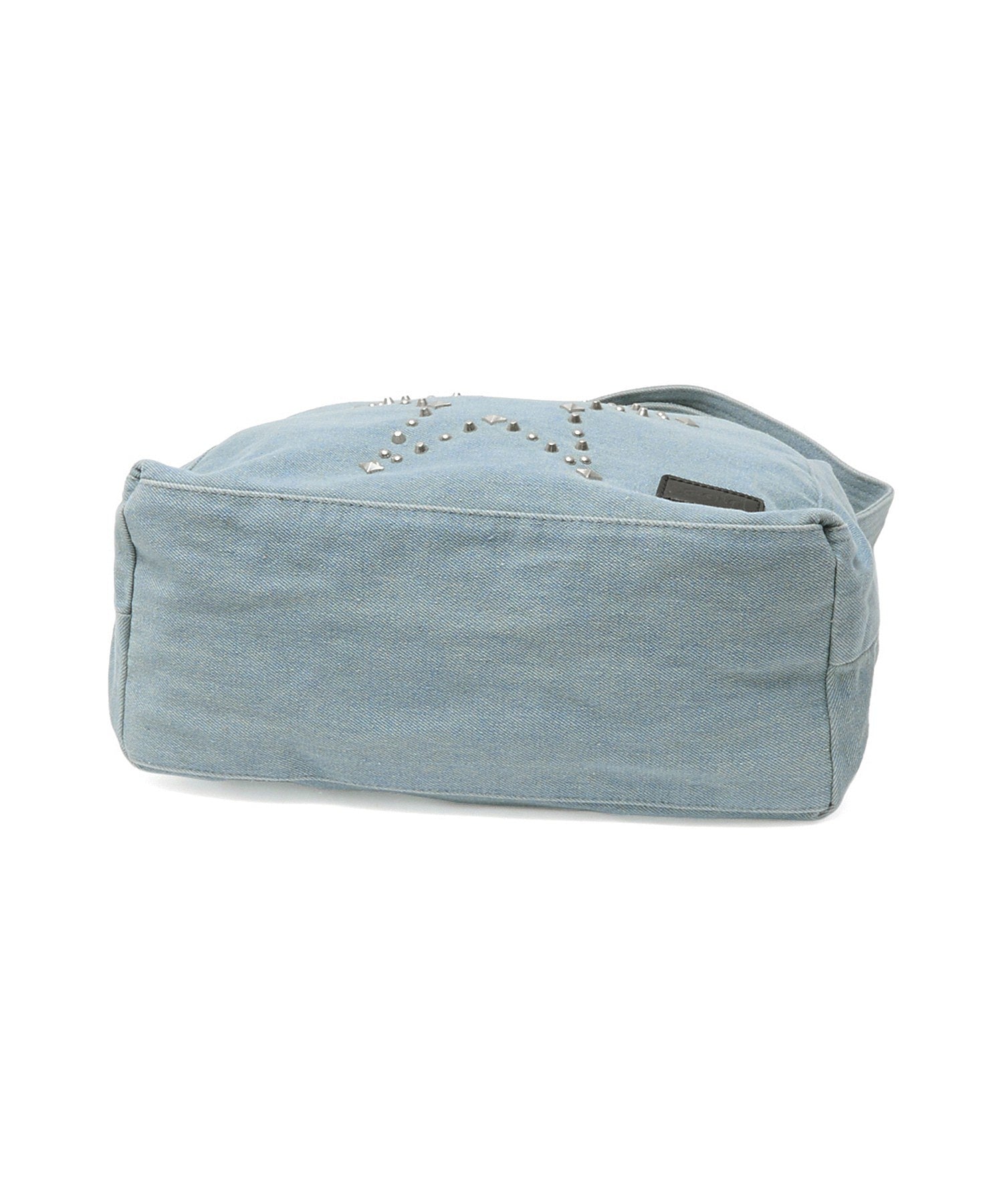 STUDDED DENIM SHOULDER BAG