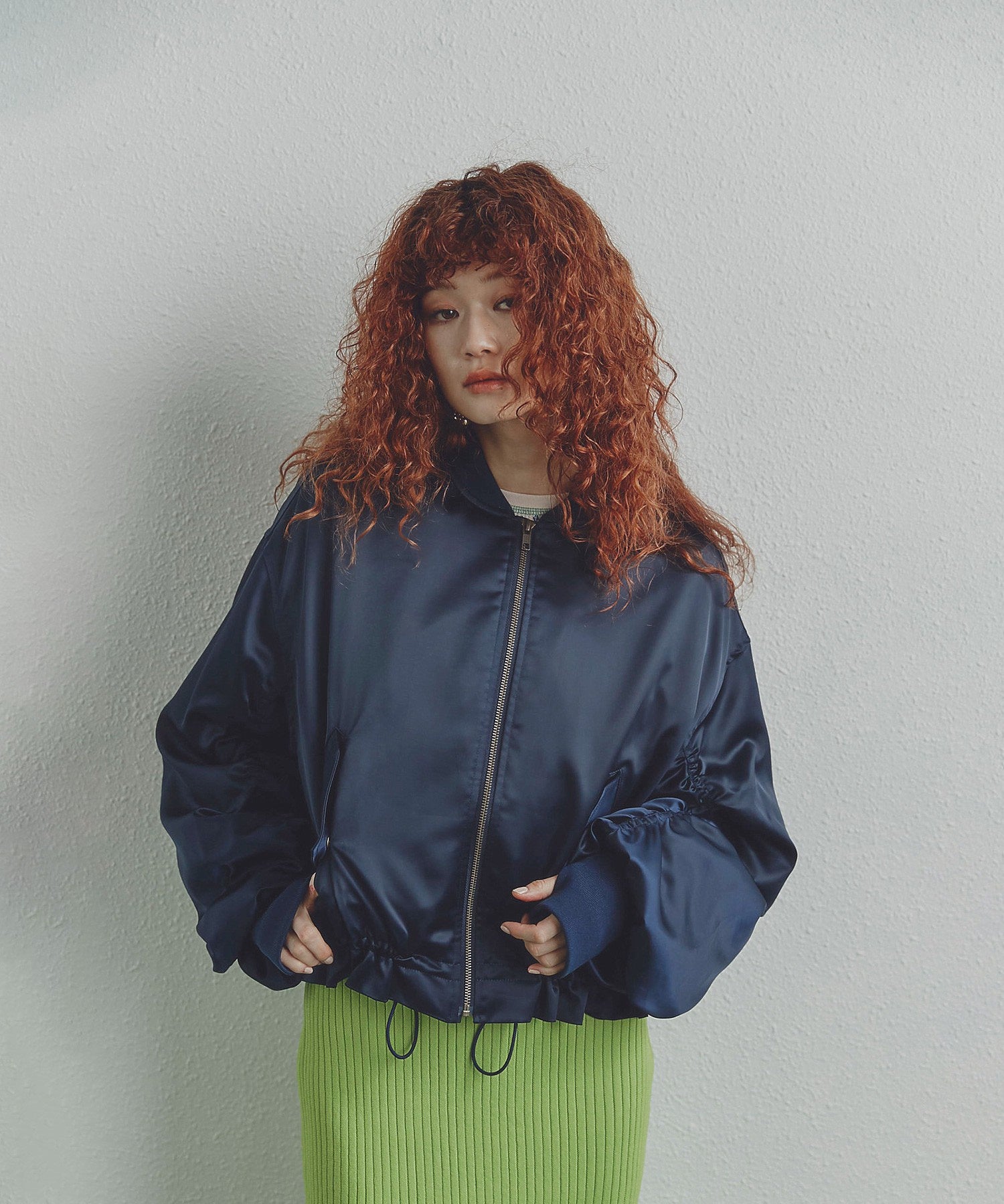 ギャザースリーブMA-1ブルゾン