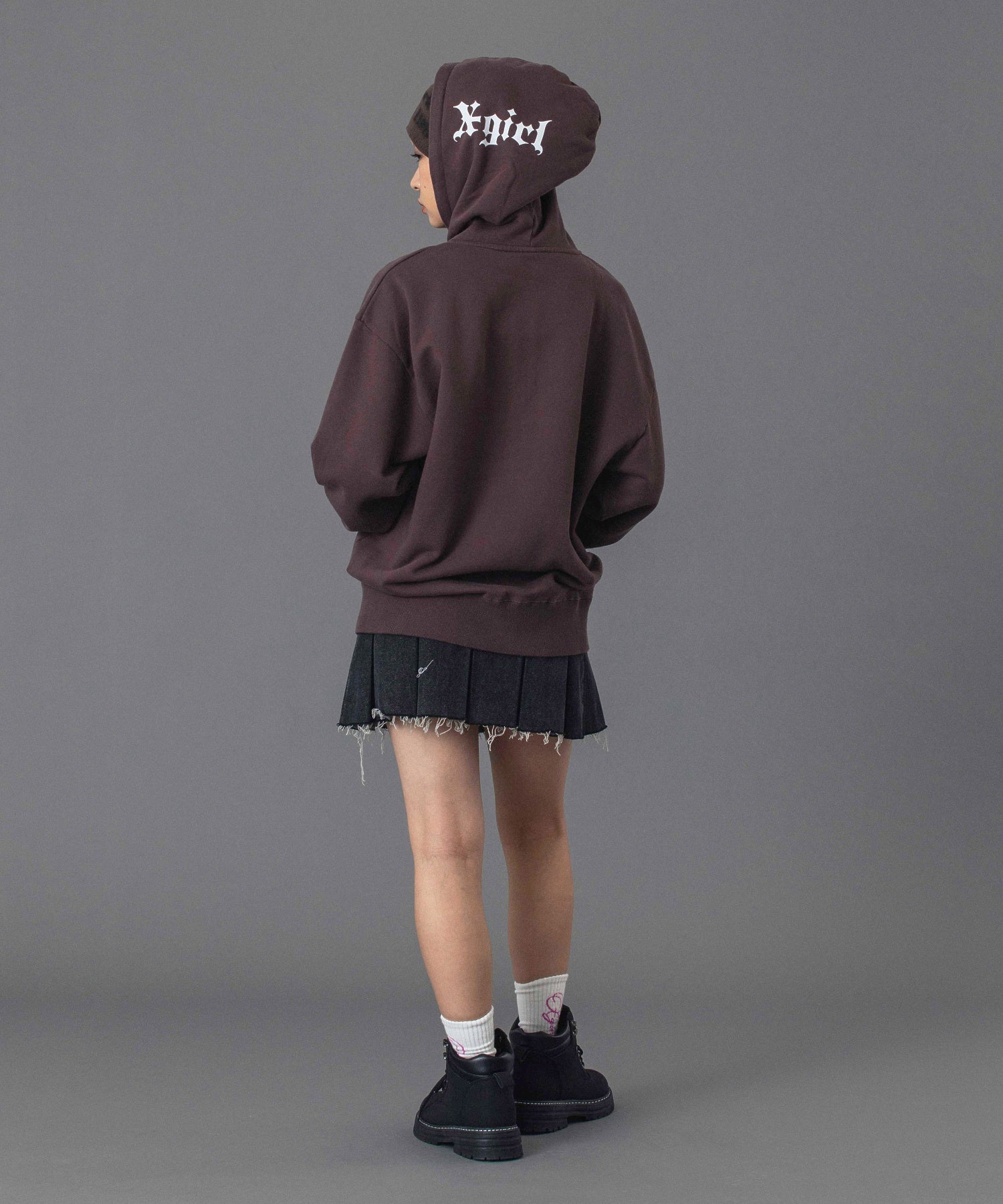 BOX PLEAT DENIM MINI SKIRT