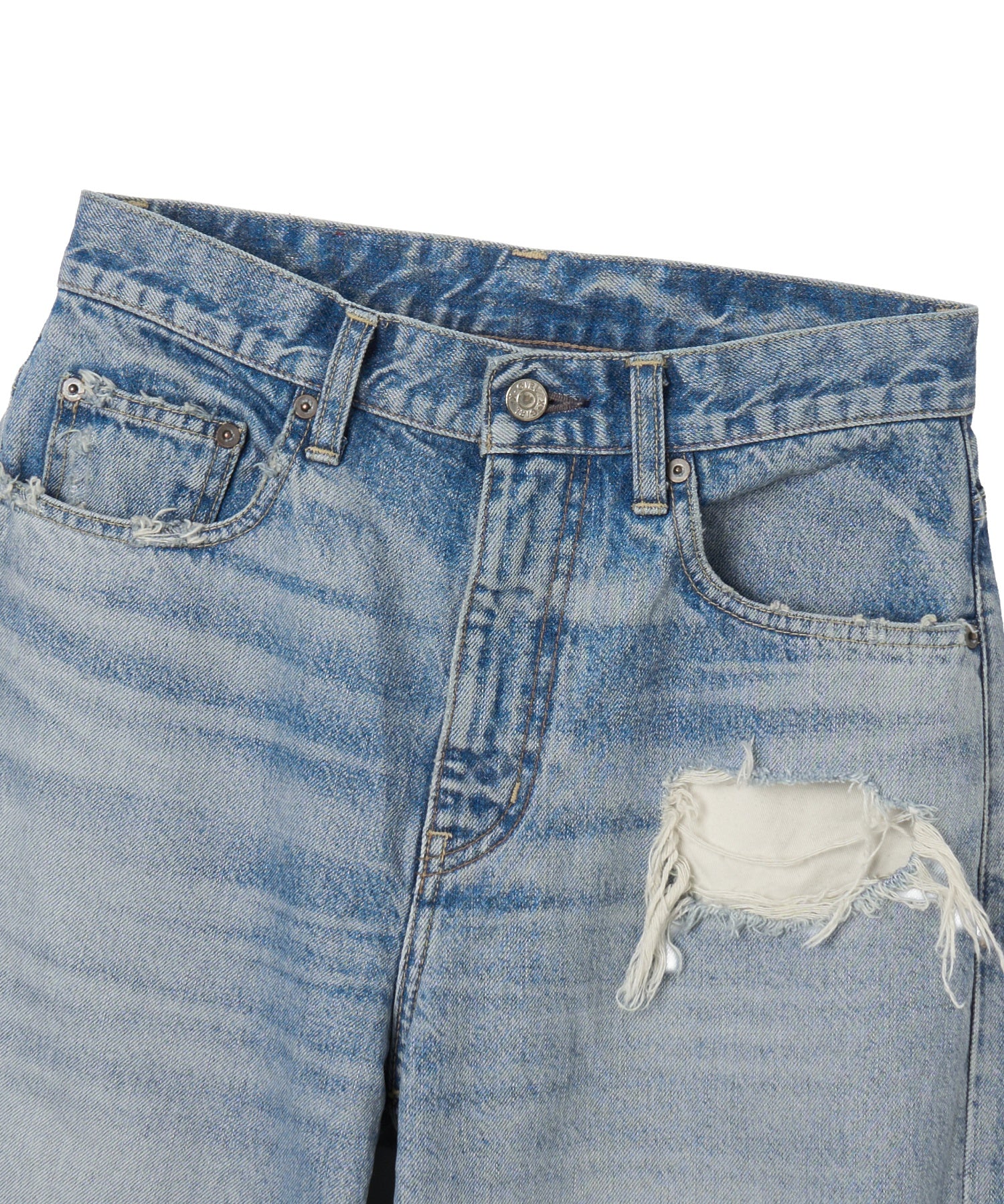 DISTRESSED WIDE LEG JEANS