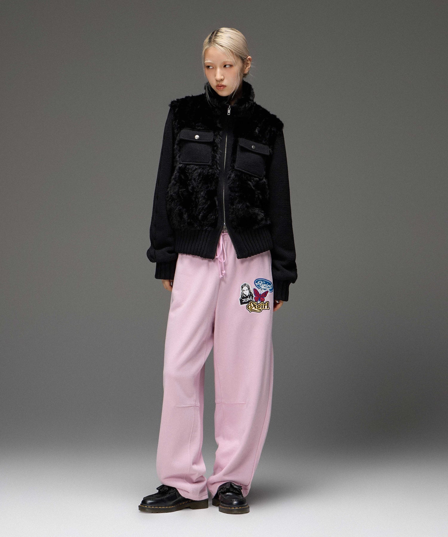 FAUX FUR AND KNIT JACKET