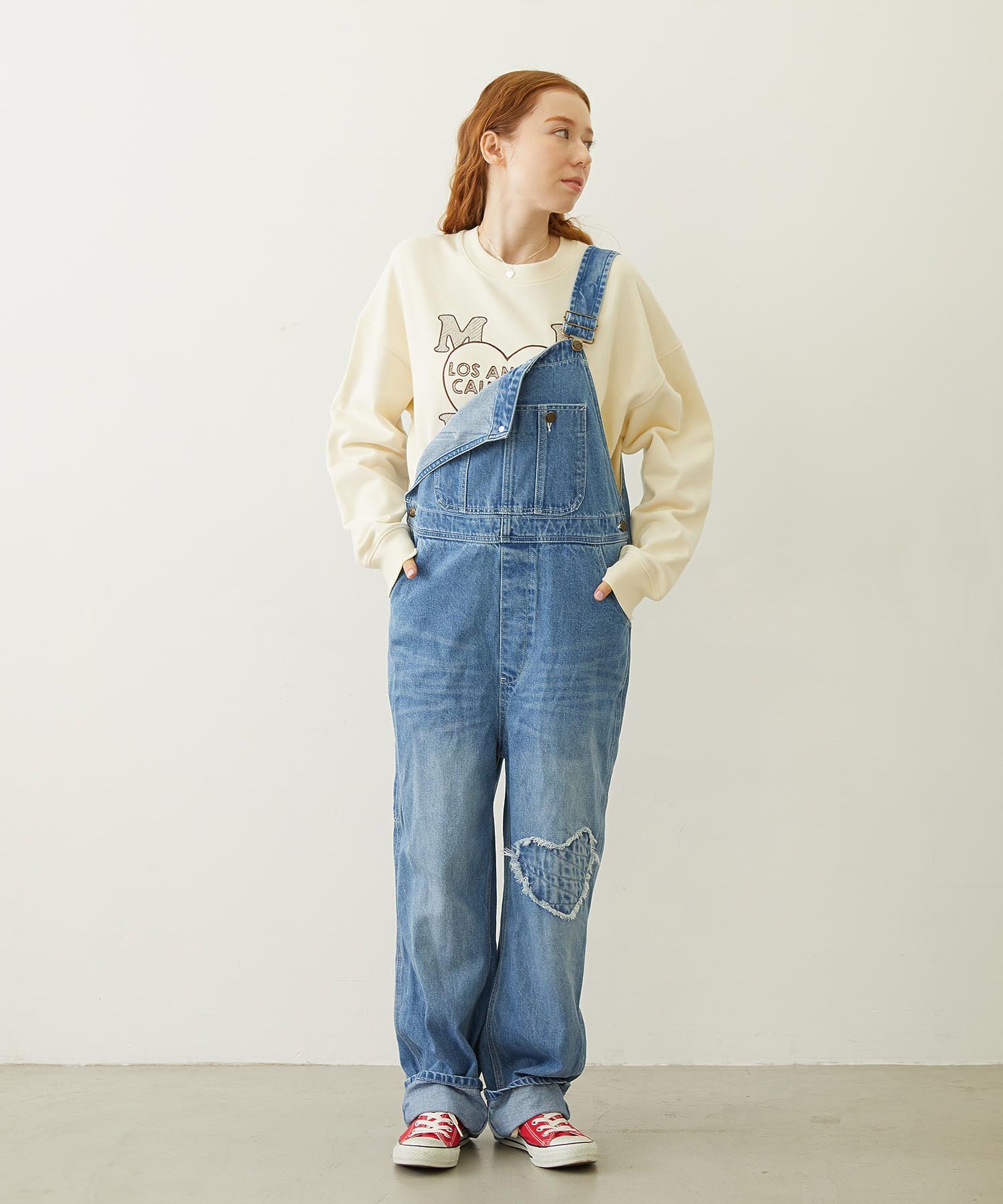 STITCHED HEART LOGO SHORT CREW SWEAT