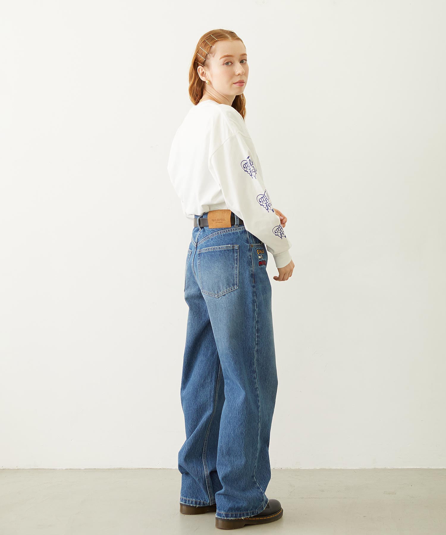 DOODLE EMBROIDERED DENIM PANTS