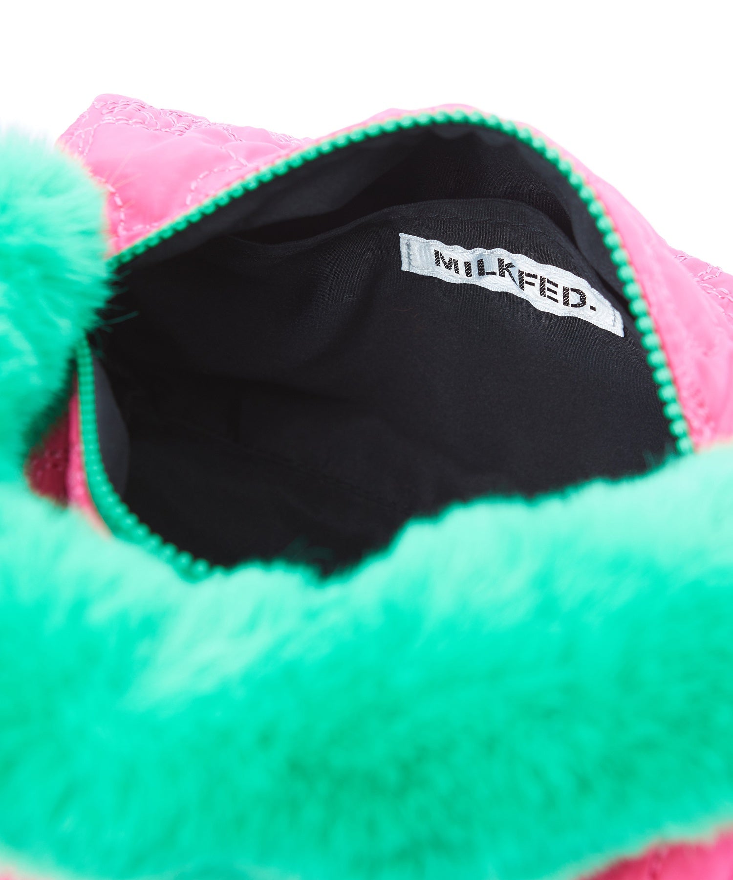 CHERRY QUILTED FUR HANDLE BAG