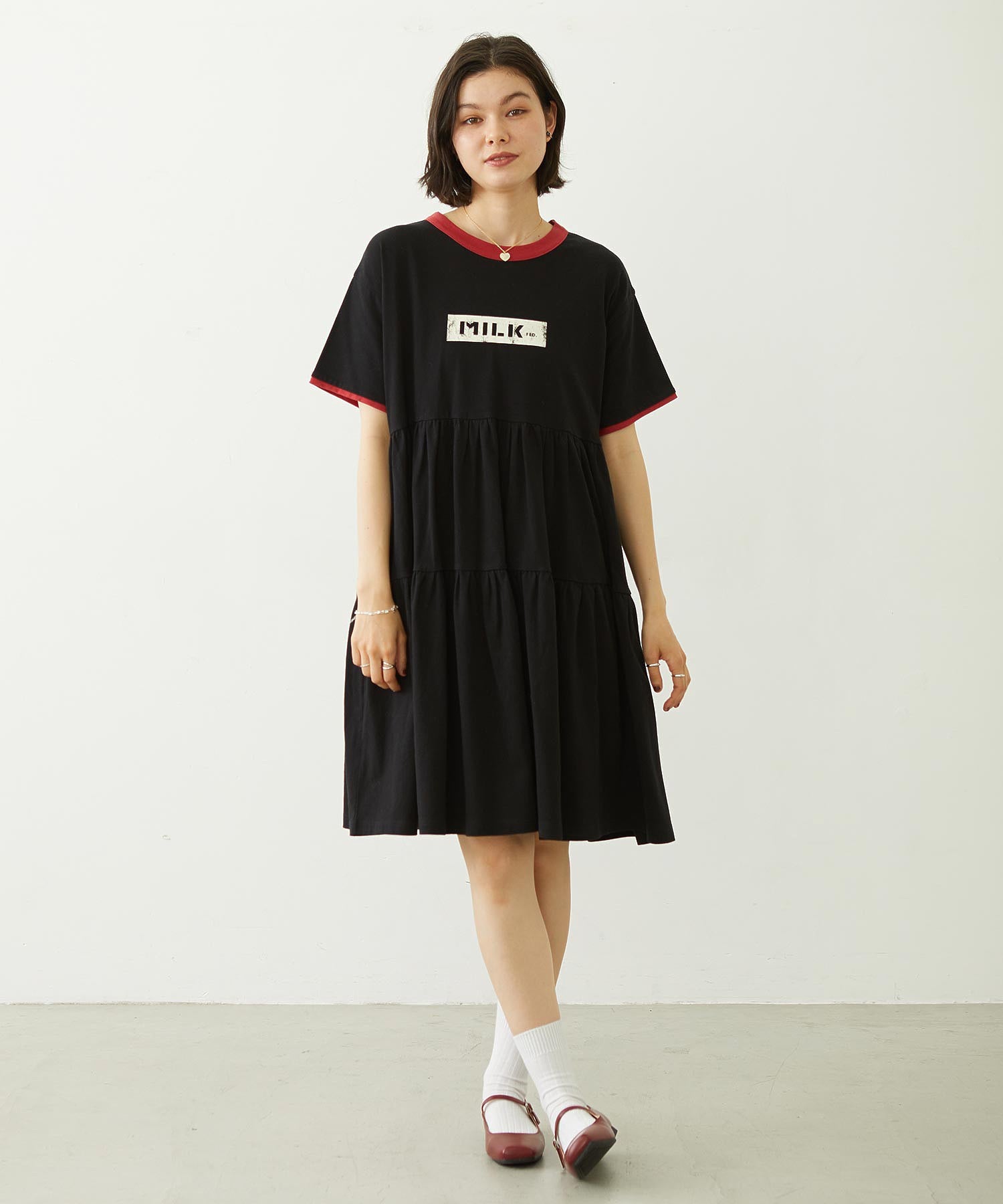 BAR LOGO TIERED DRESS