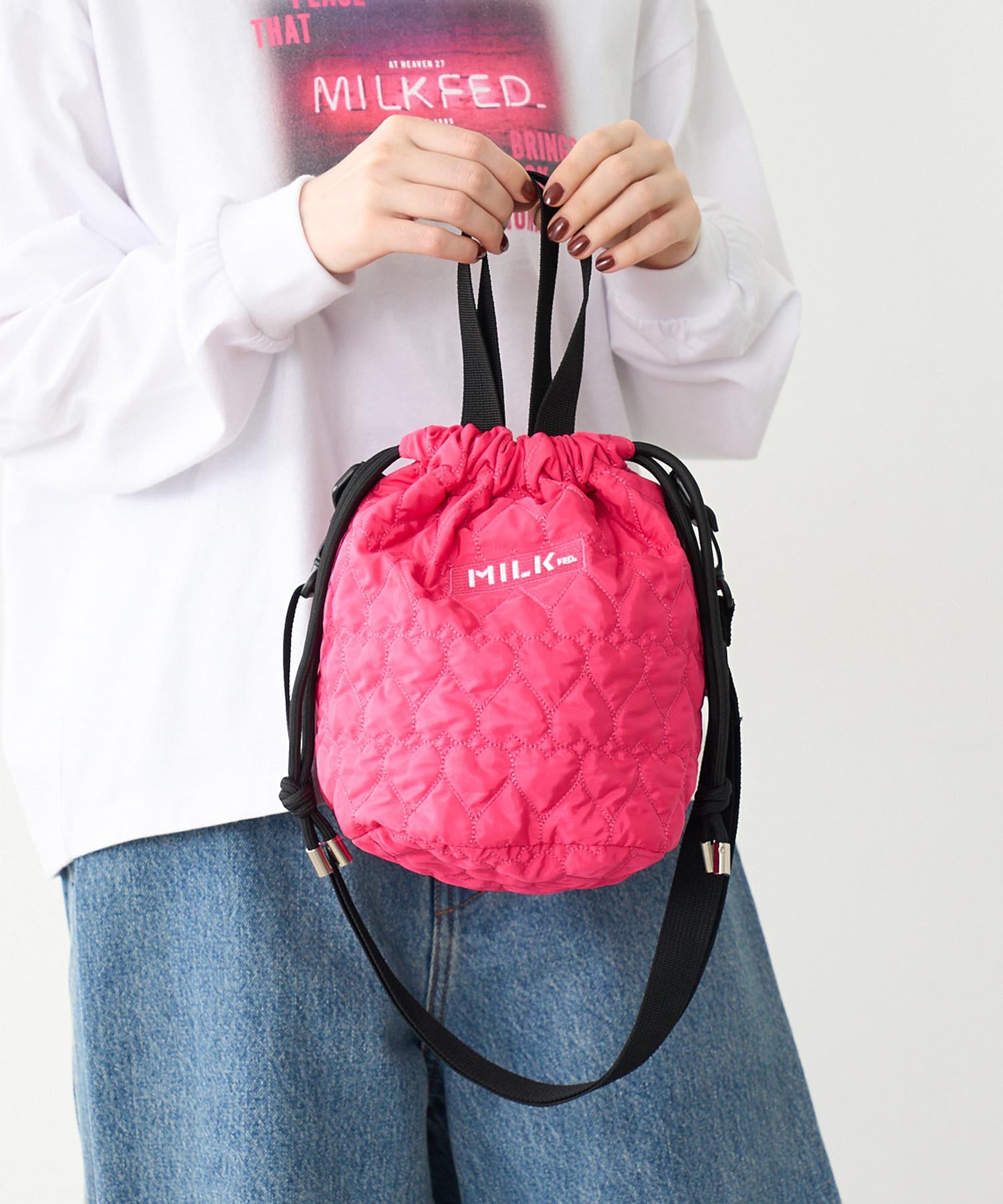 HEART QUILTED SHOULDER BAG