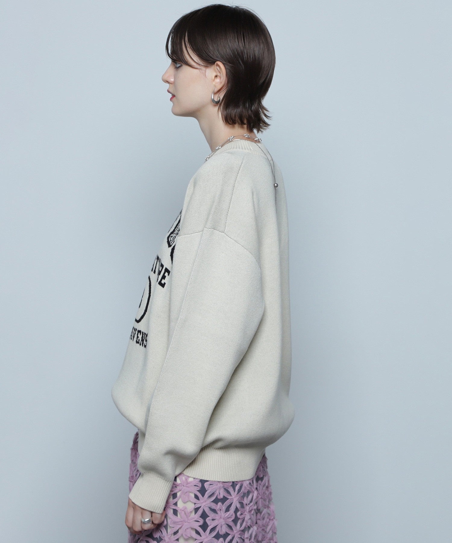 GENE HEAVENS/カレッジライクロゴ ジャカードニット