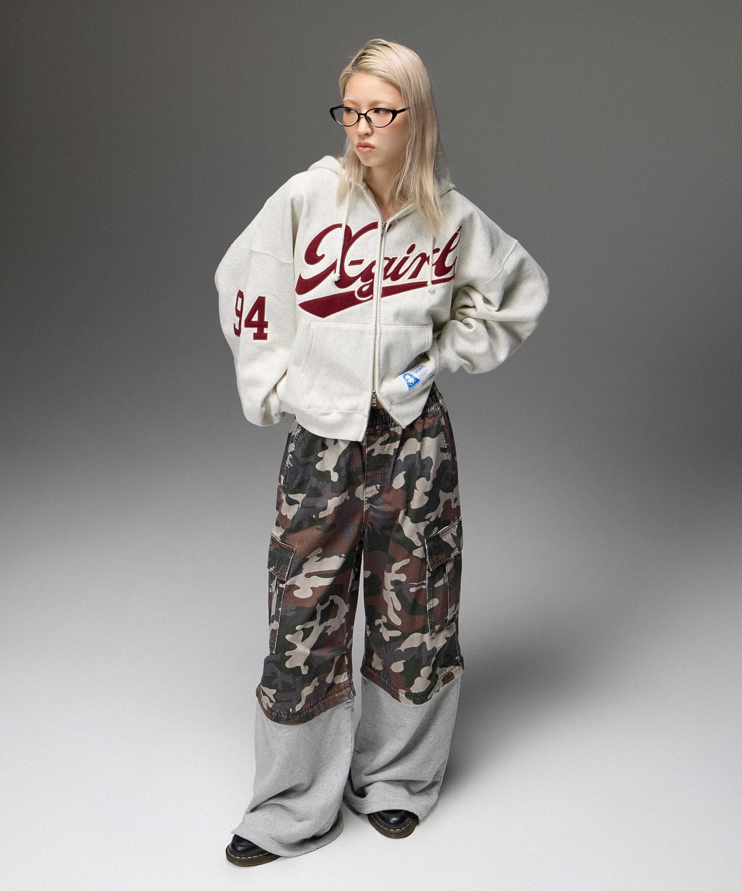 X-girl x Champion REVERSE WEAVE® PATCHED LOGO ZIP UP HOODIE