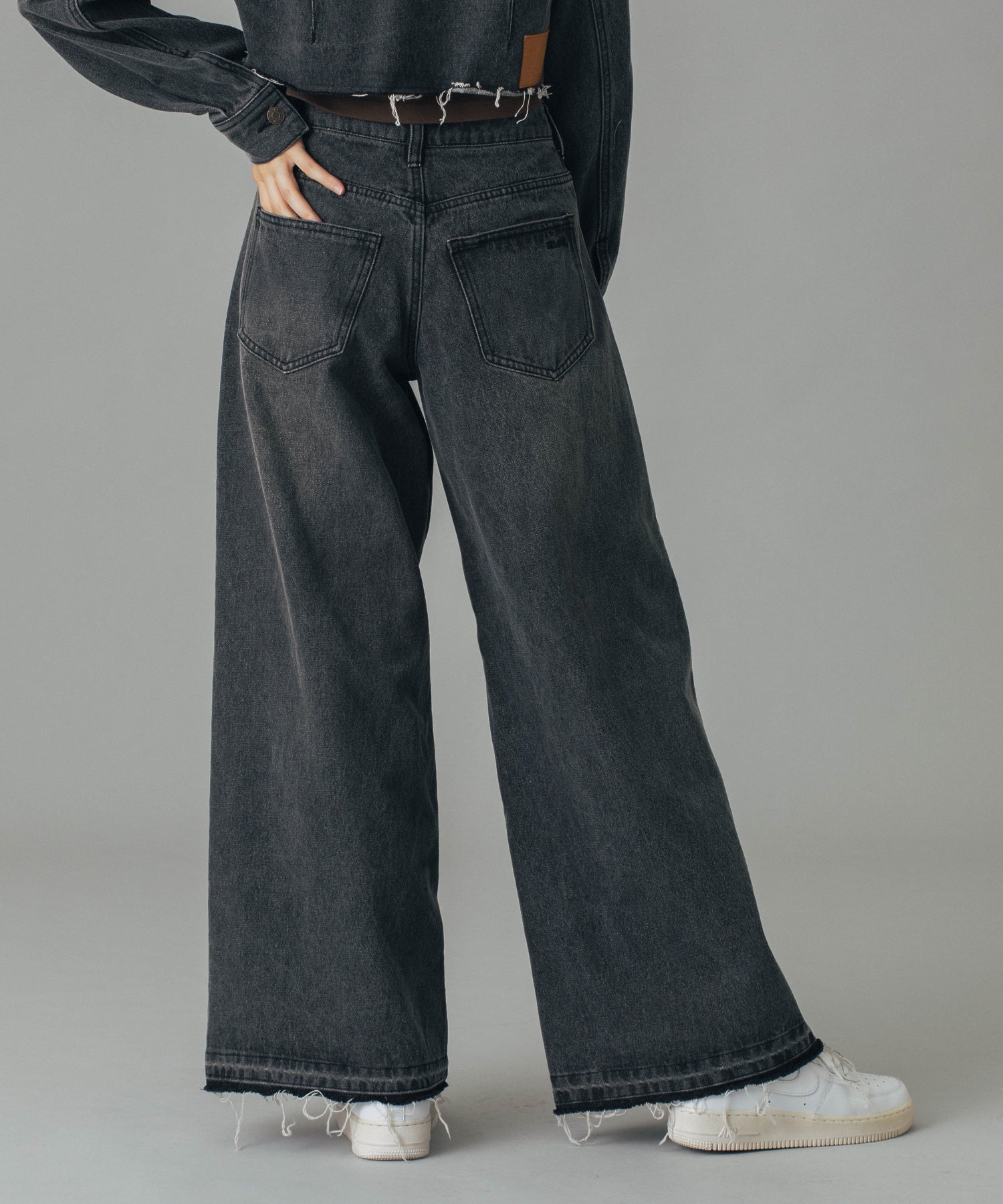 LOW RISE OVERDYED DENIM PANTS