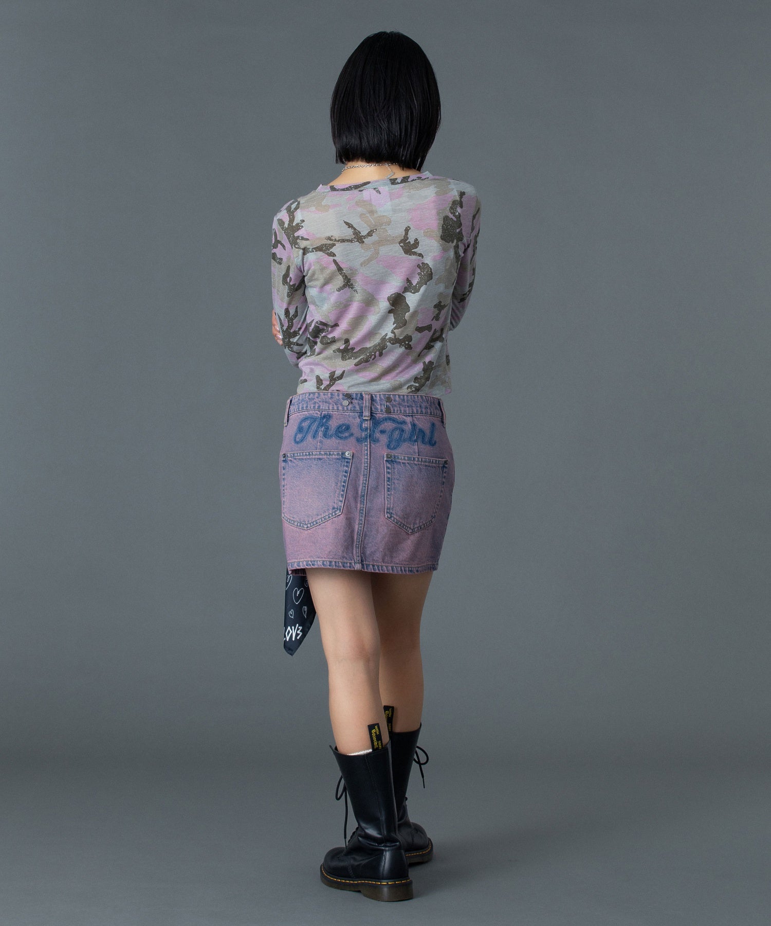 FADED CAMO SHEER L/S TOP