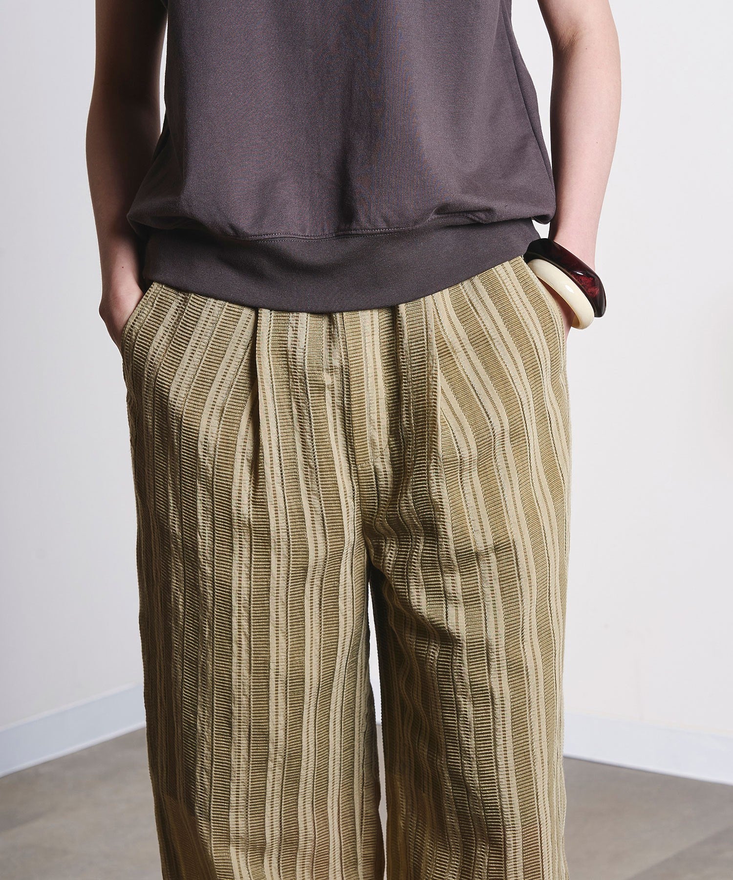GENE HEAVENS/DOBBY STRIPE EASY PANTS