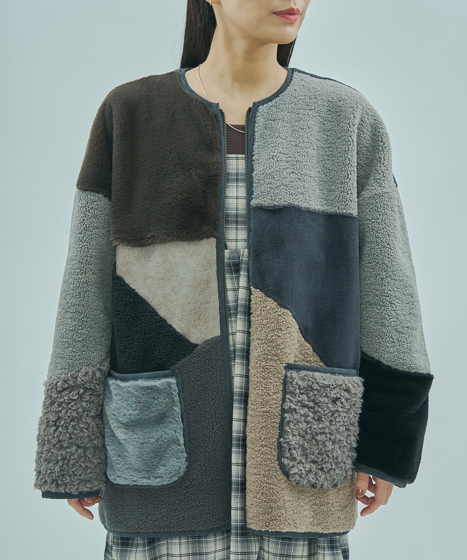 PATCHWORK FAUXFUR COAT