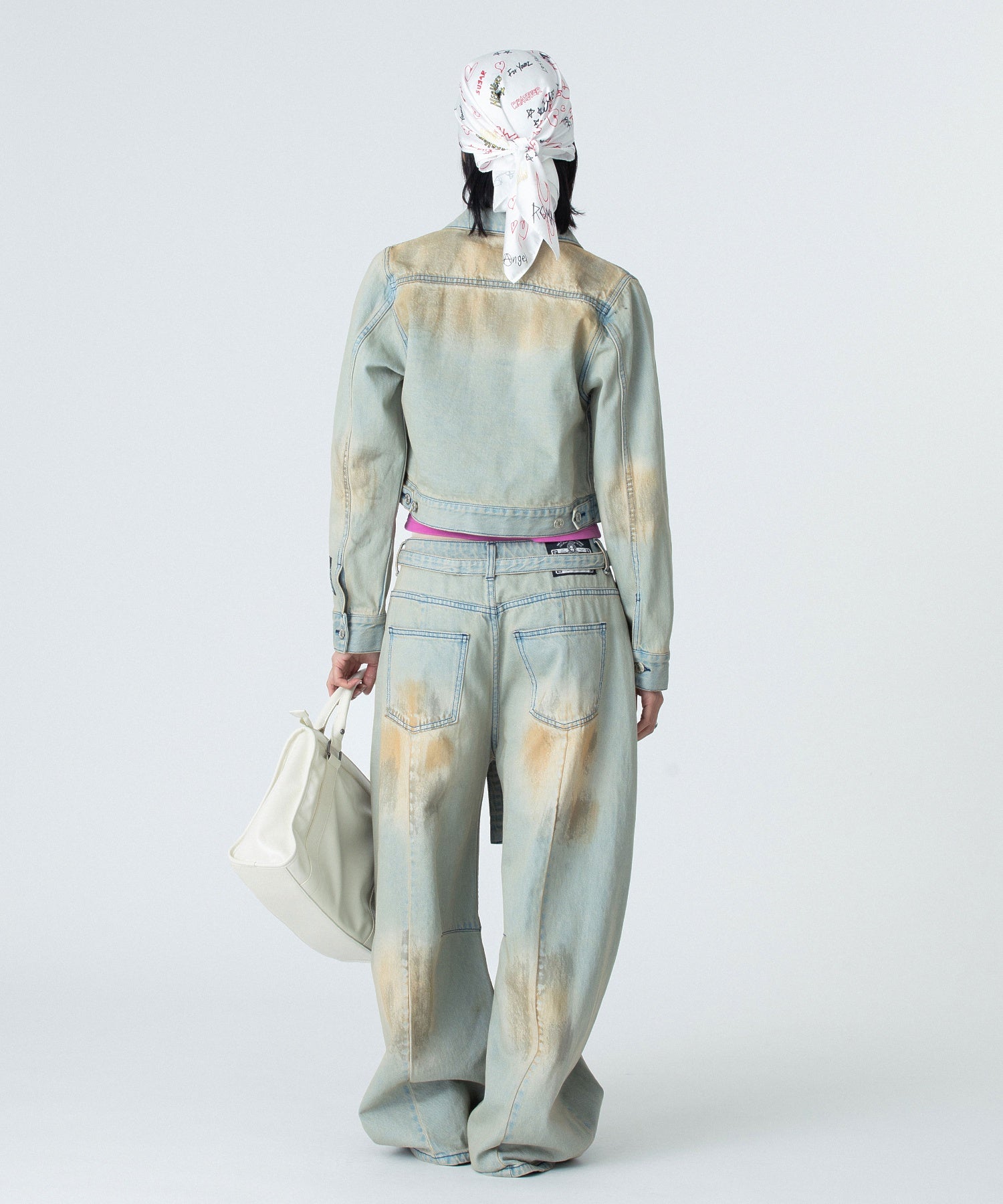 FADED FACE LABEL COMPACT DENIM JACKET