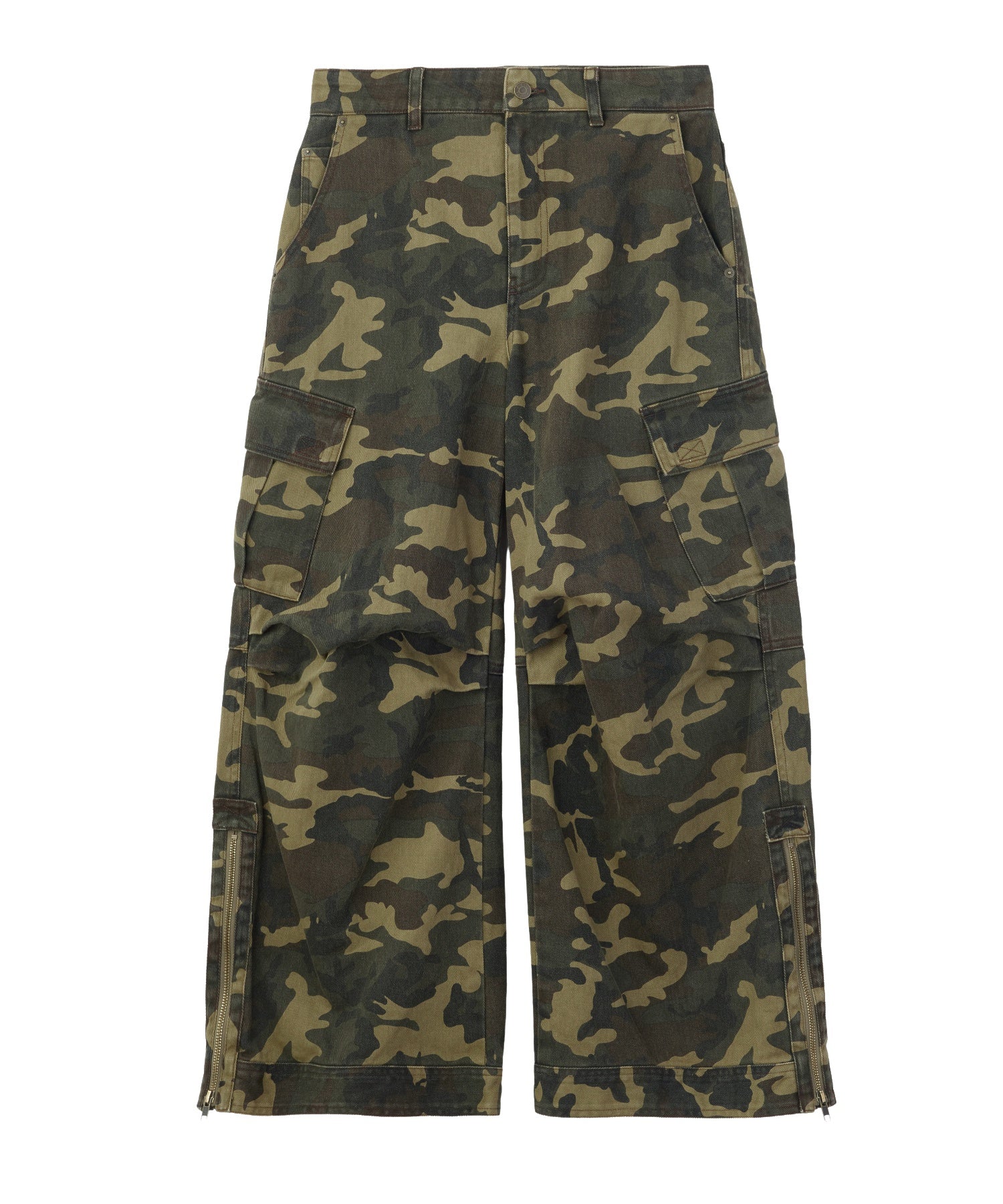 FADED WIDE LEG FLARE CARGO PANTS