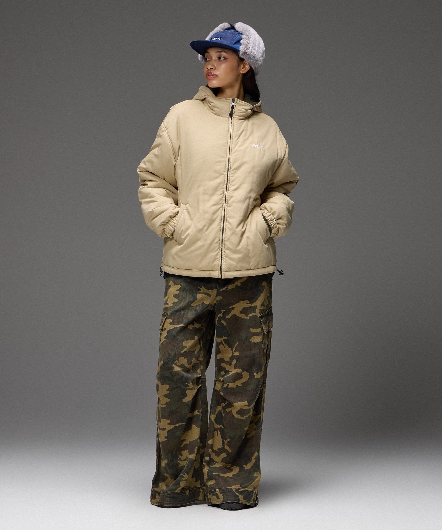 FACE EMBROIDERED PATCH REVERSIBLE JACKET