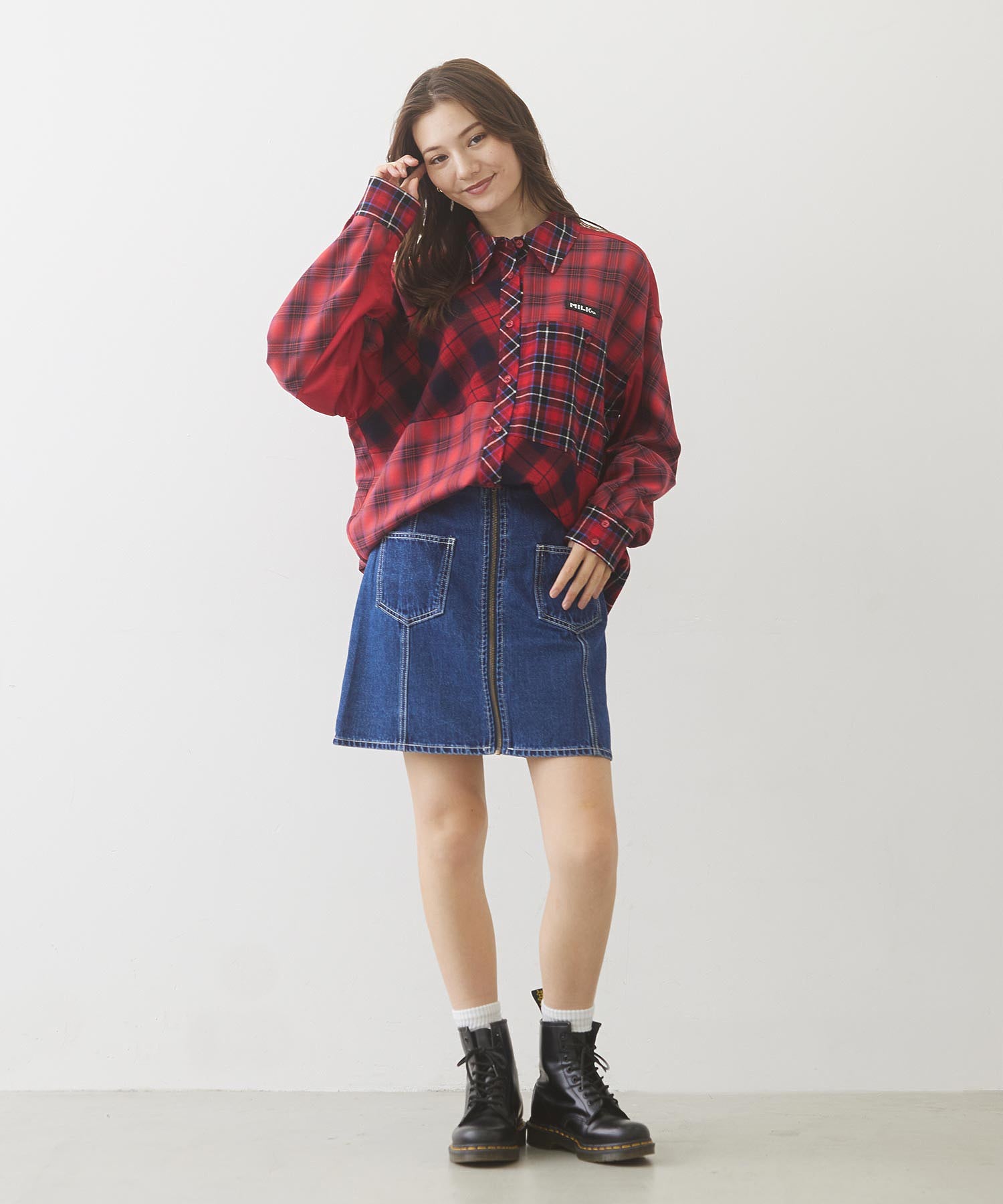 PLAID PATCHWORK SHIRT