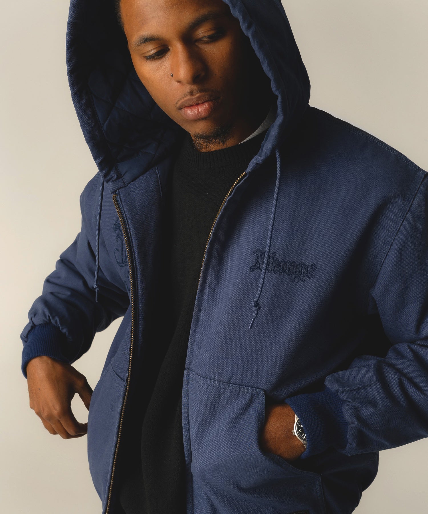 PATCHED OLD ENGLISH HOODED WORK JACKET