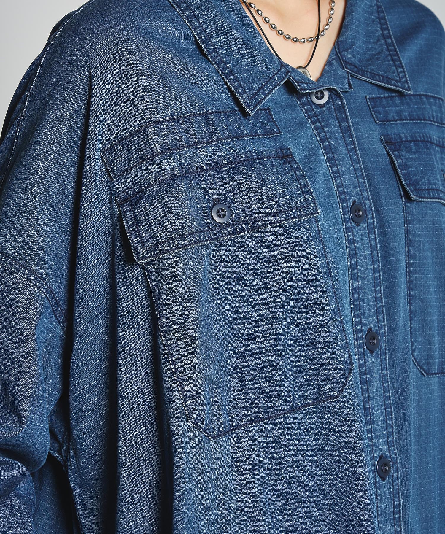 GENE HEAVENS/RIP STOP WORK POCKET SHIRT DRESS