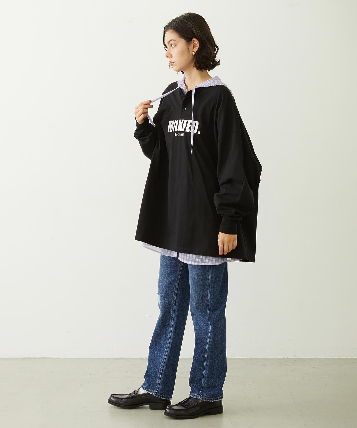 HENLEY NECK BIG L/S TOP