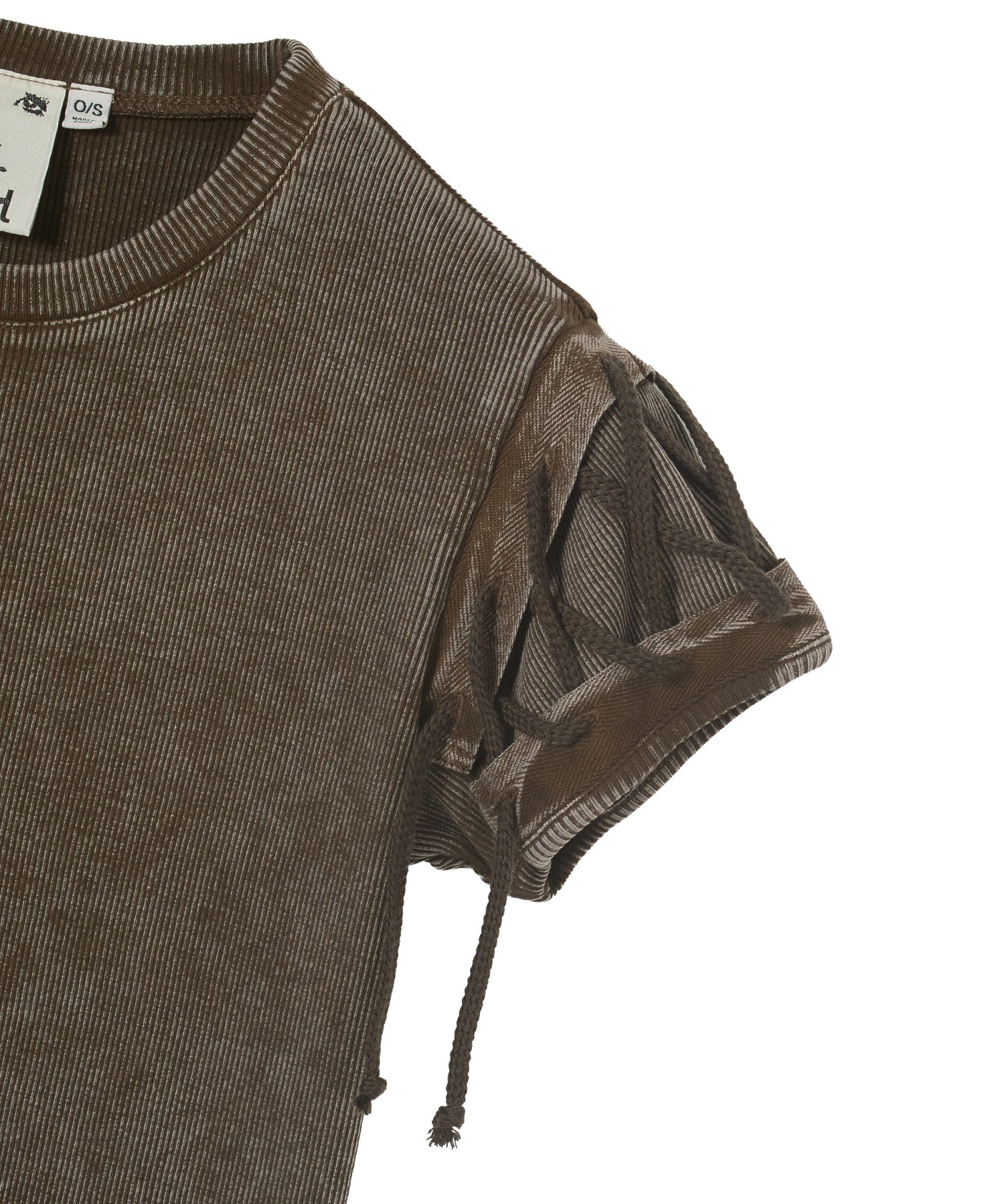 FADED LACED UP SLEEVE S/S COMPACT TOP