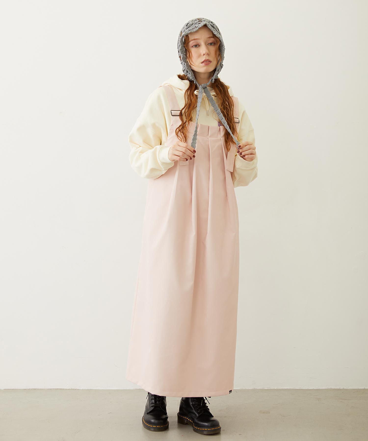 FAUX LEATHER TUCK DRESS