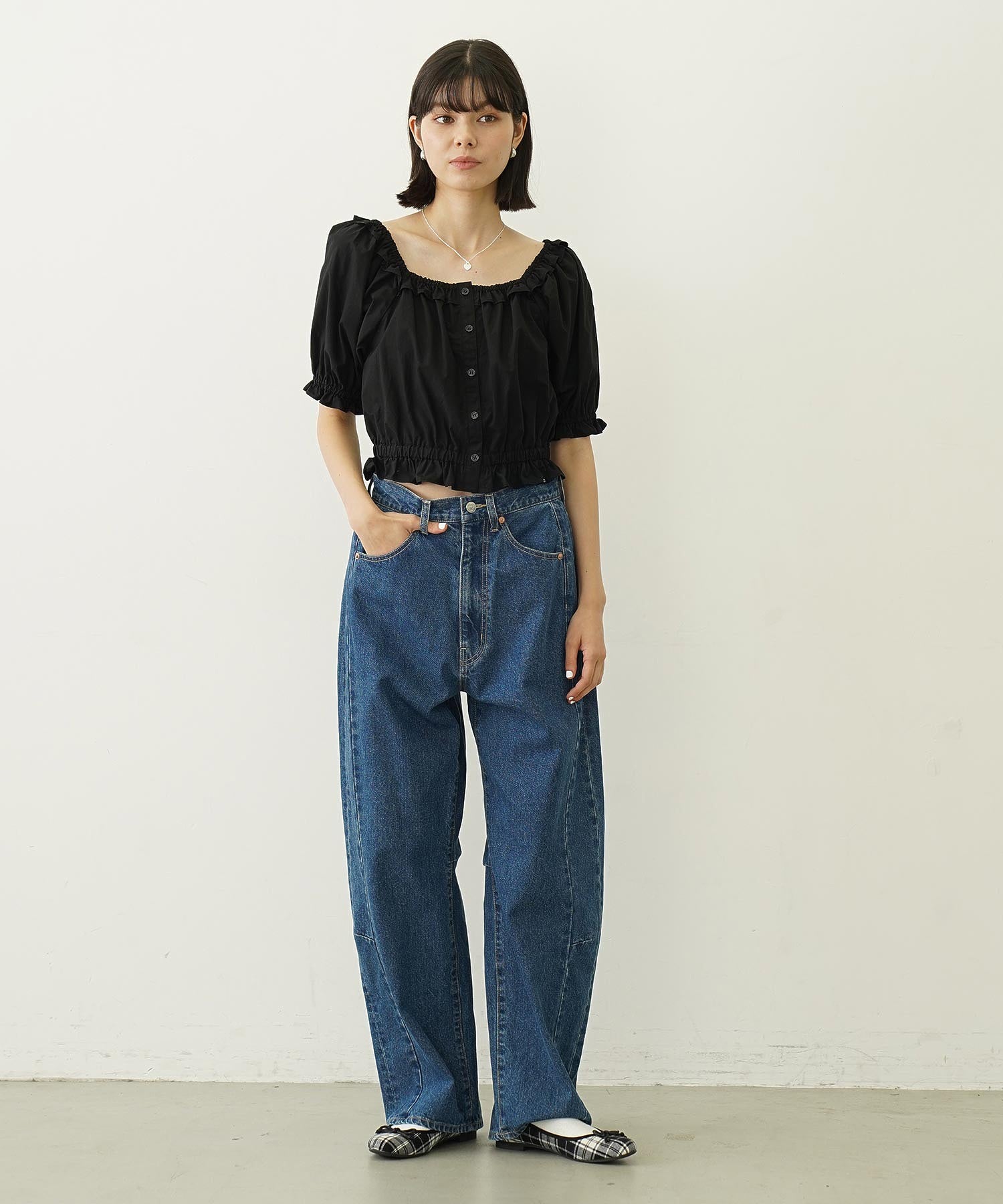 WIDE LEG DENIM PANTS