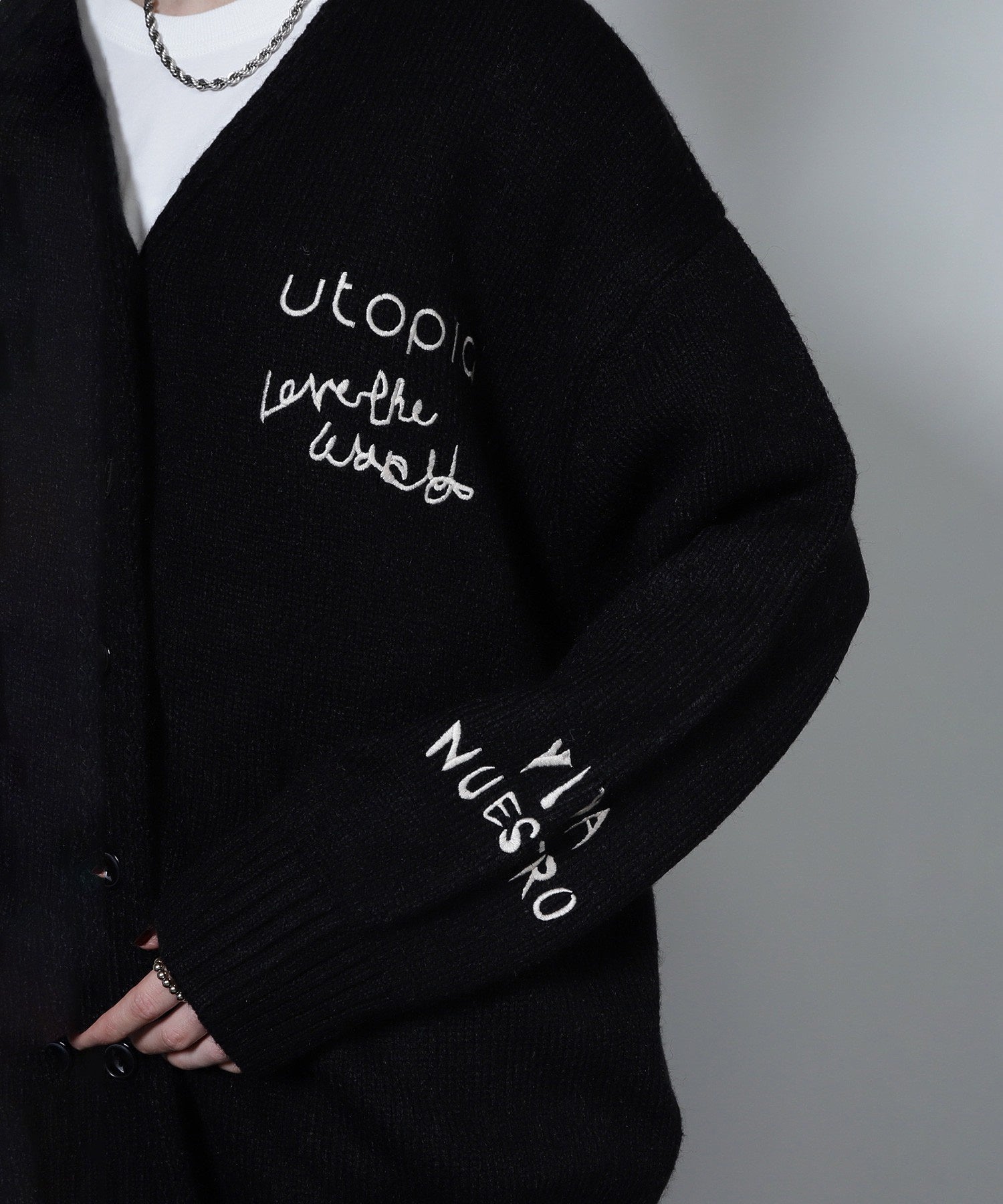 GENE HEAVENS/エンブロイダリー カレッジニットカーディガン