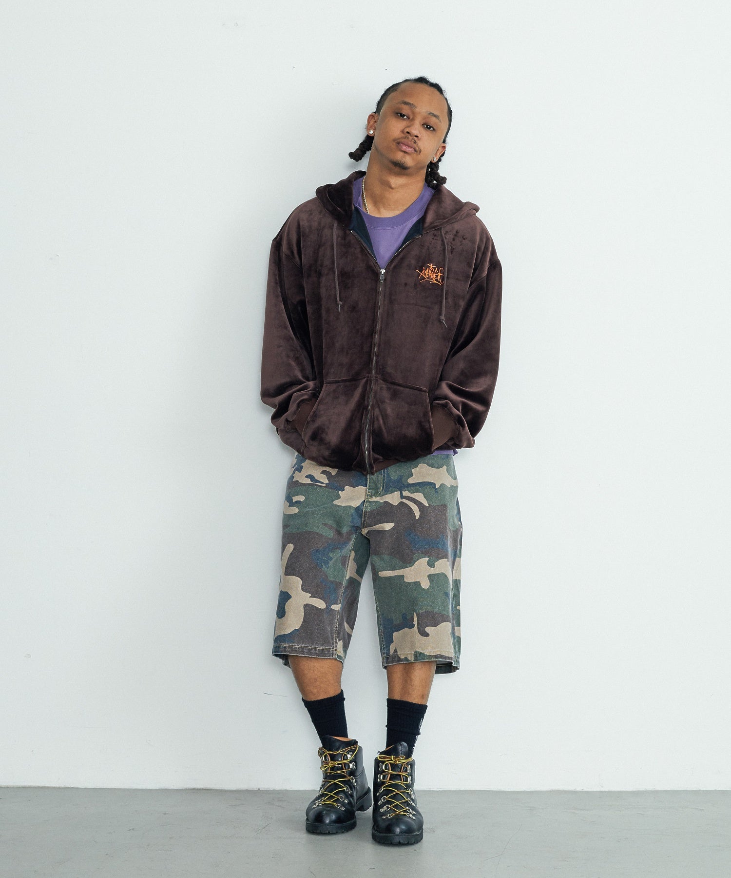 TAGGING VELOUR ZIP HOODIE