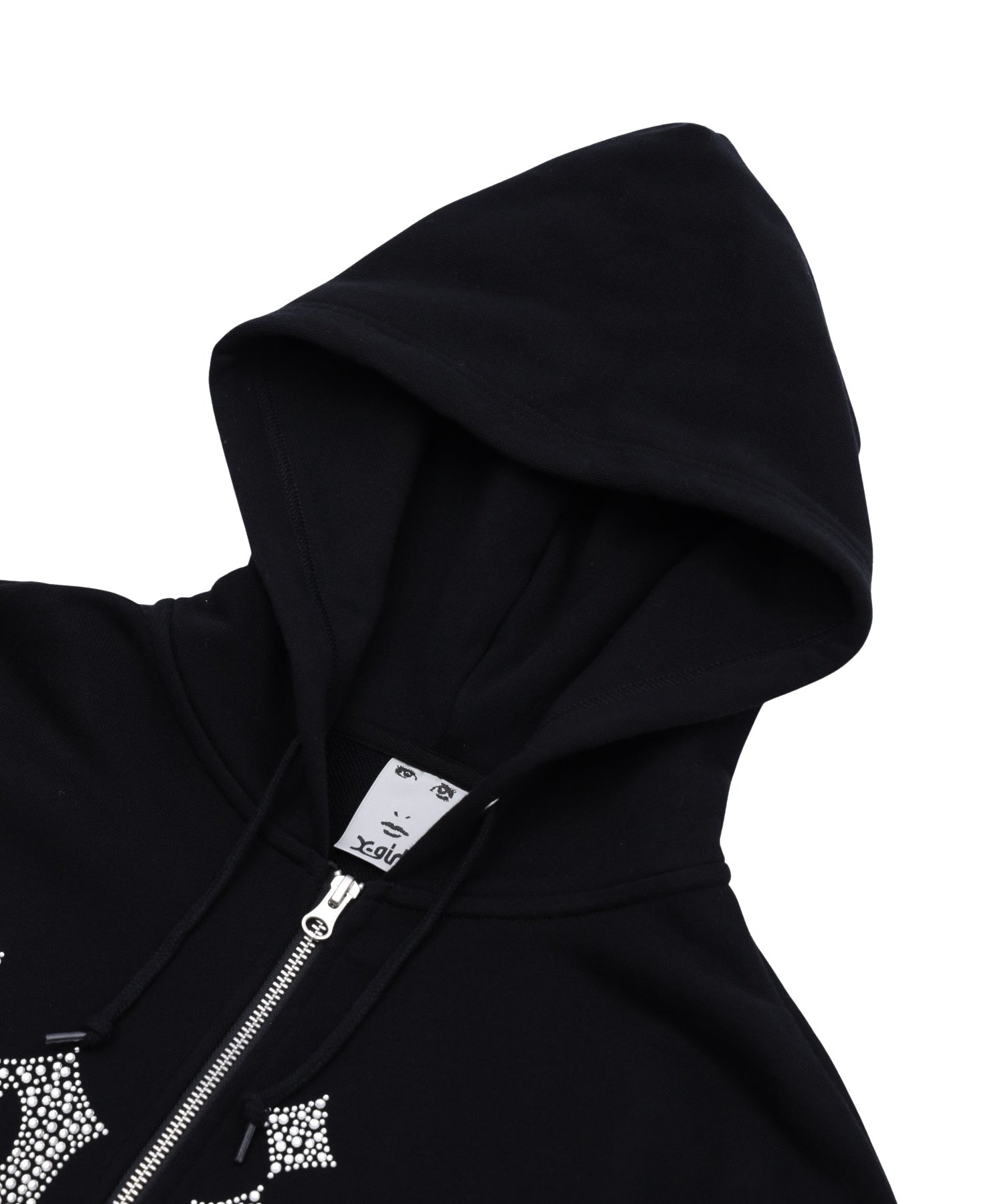 RHINESTONE BLACKLETTER LOGO ZIP UP SWEAT HOODIE