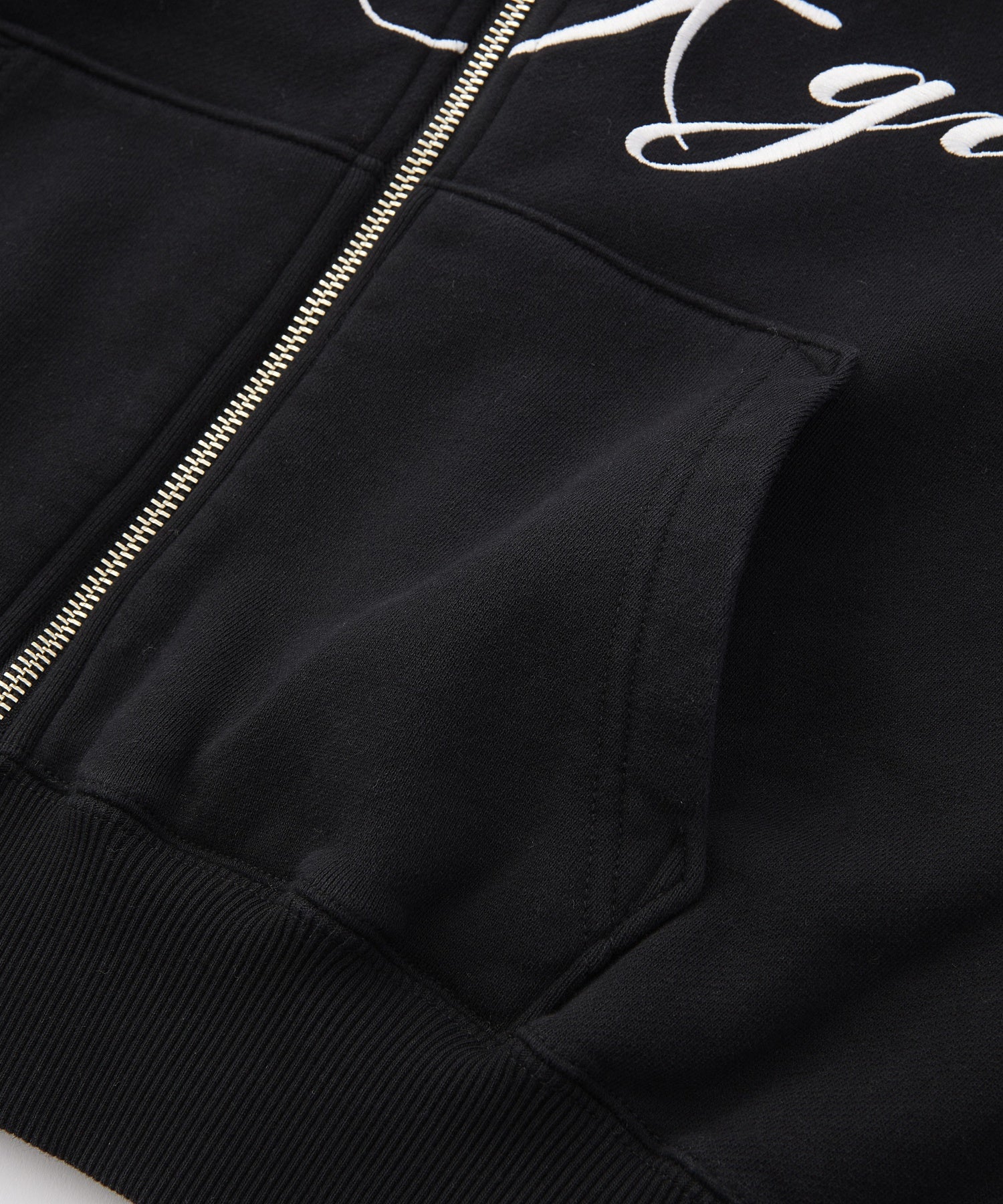 PENCIL SCRIPT LOGO EMBROIDERED ZIP UP SWEAT HOODIE