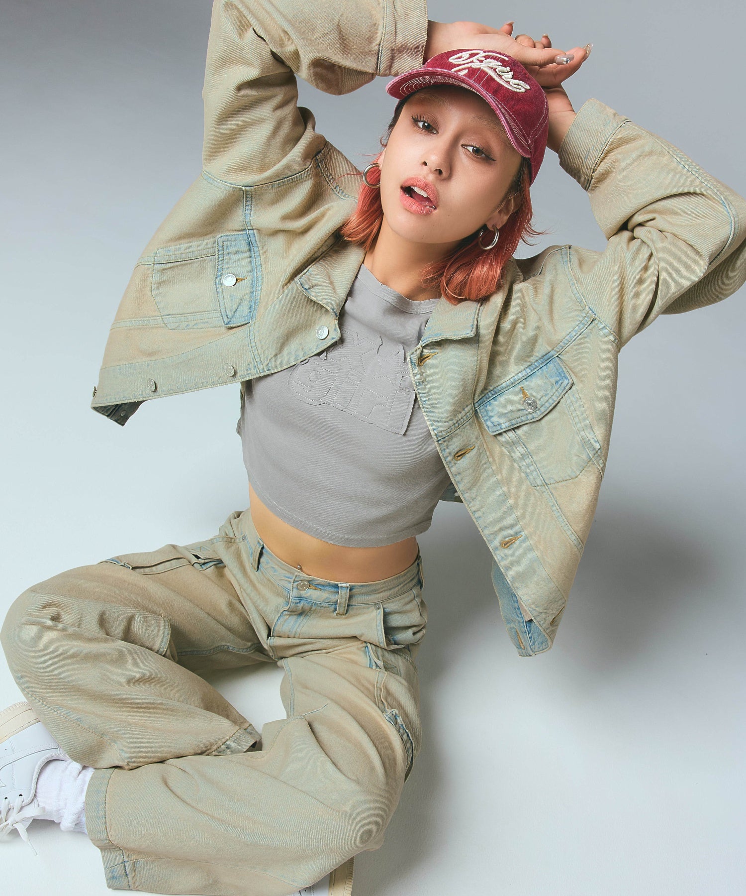 CURSIVE LOGO DENIM CARGO PANTS