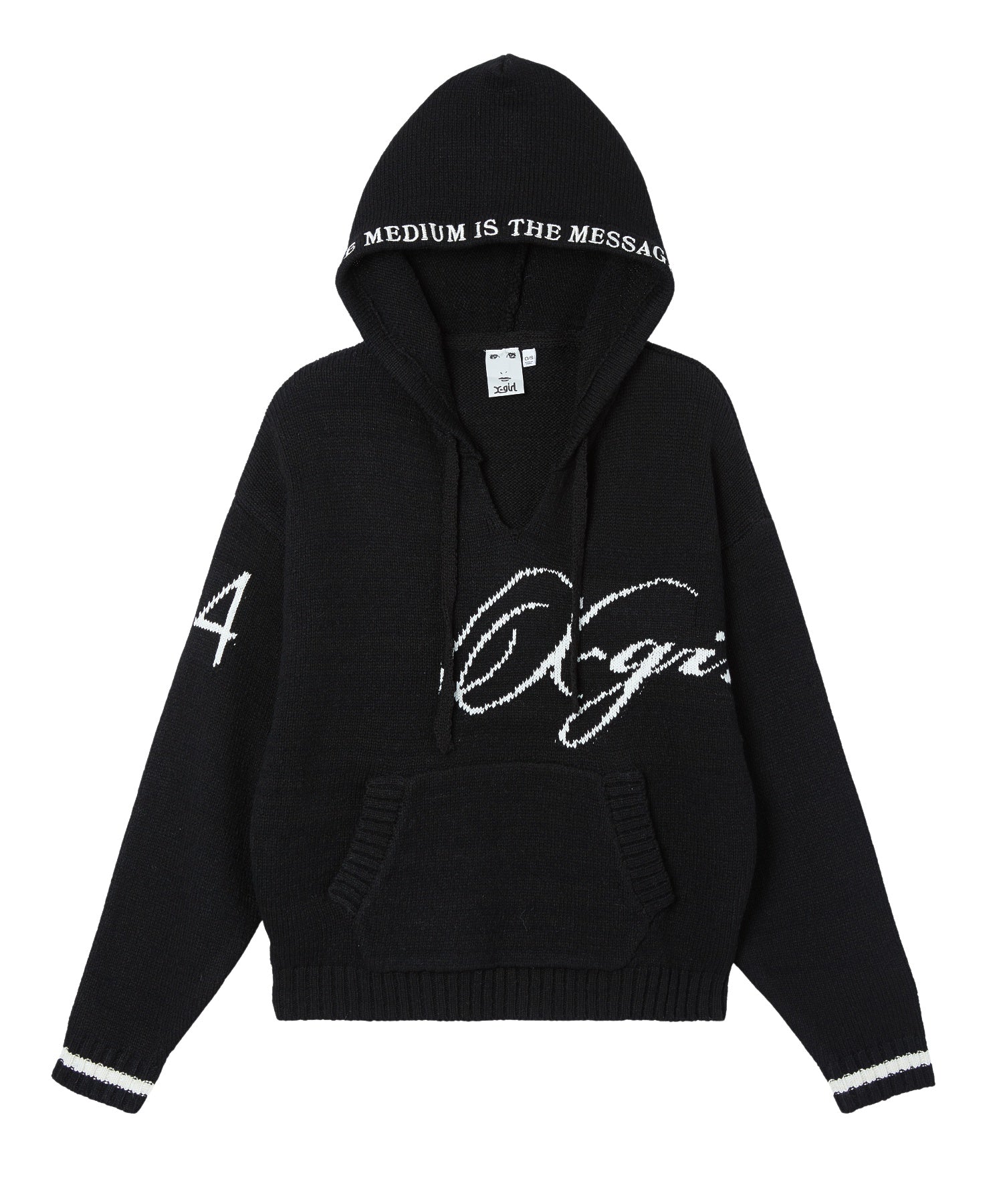 FRONT SLIT KNIT HOODIE