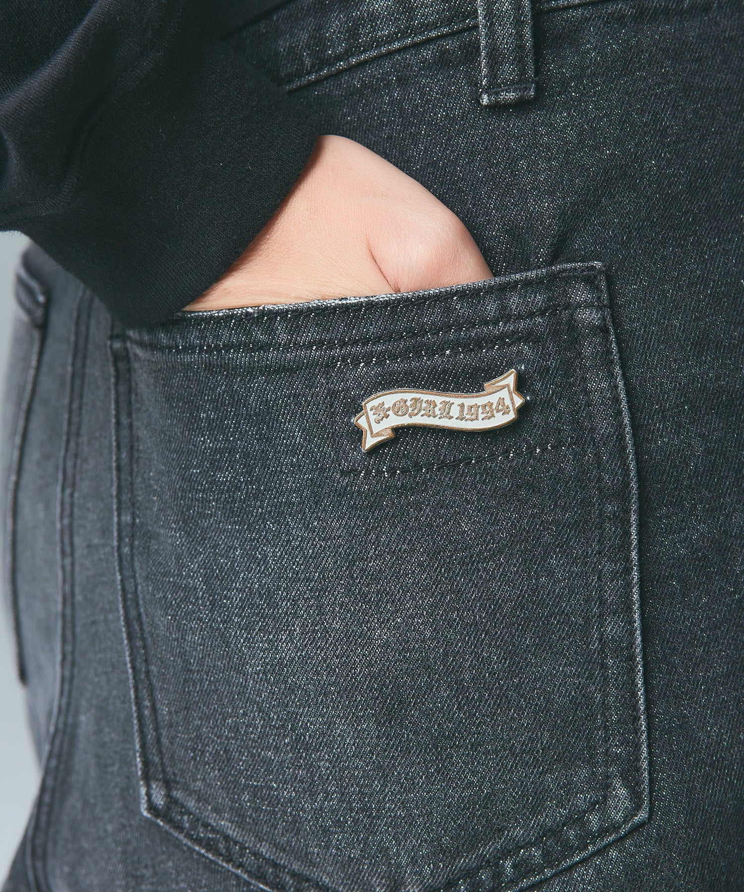 ASYMMETRIC WAIST BARREL LEG DENIM PANTS