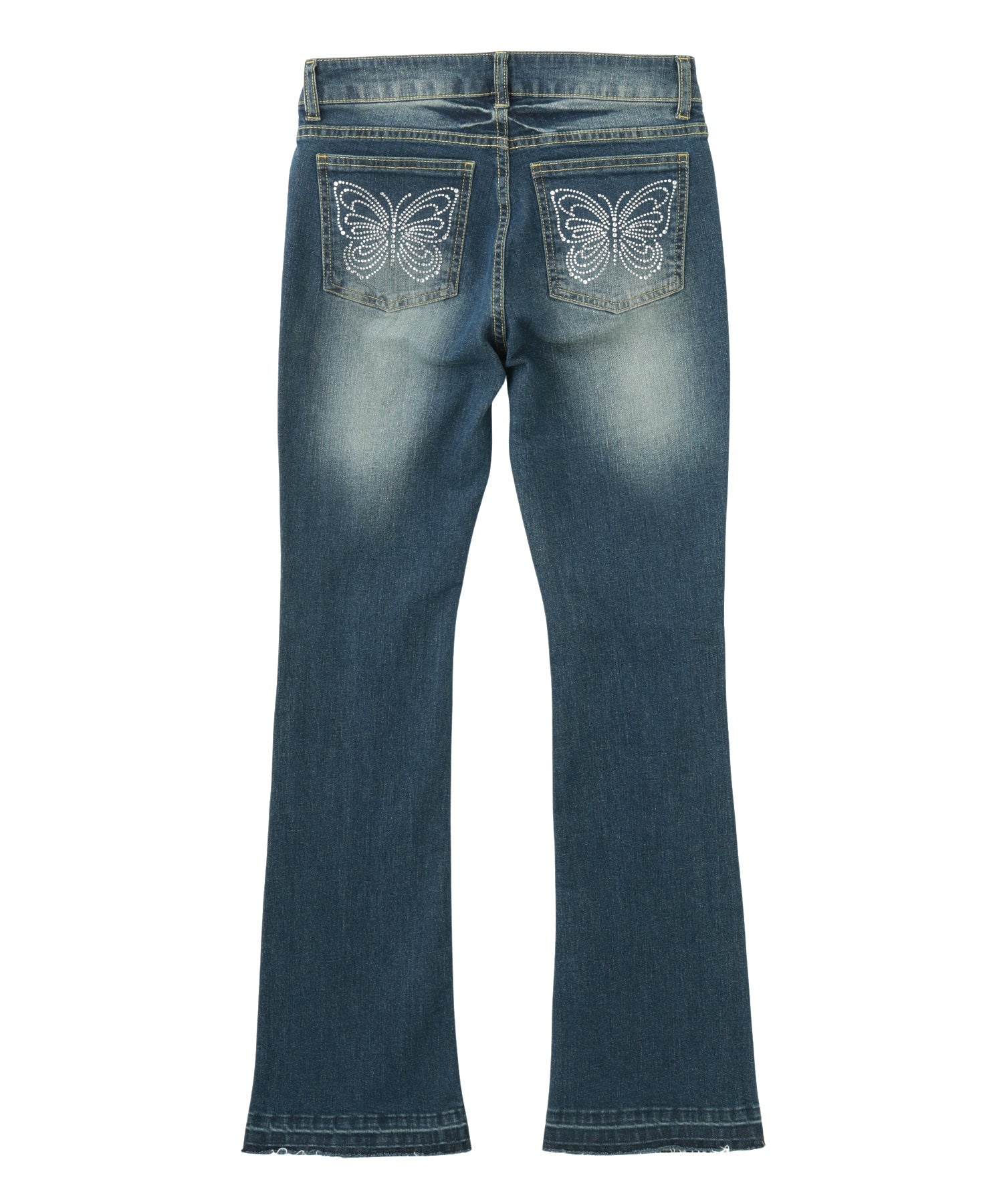 BUTTERFLY POCKET SKINNY DENIM PANTS