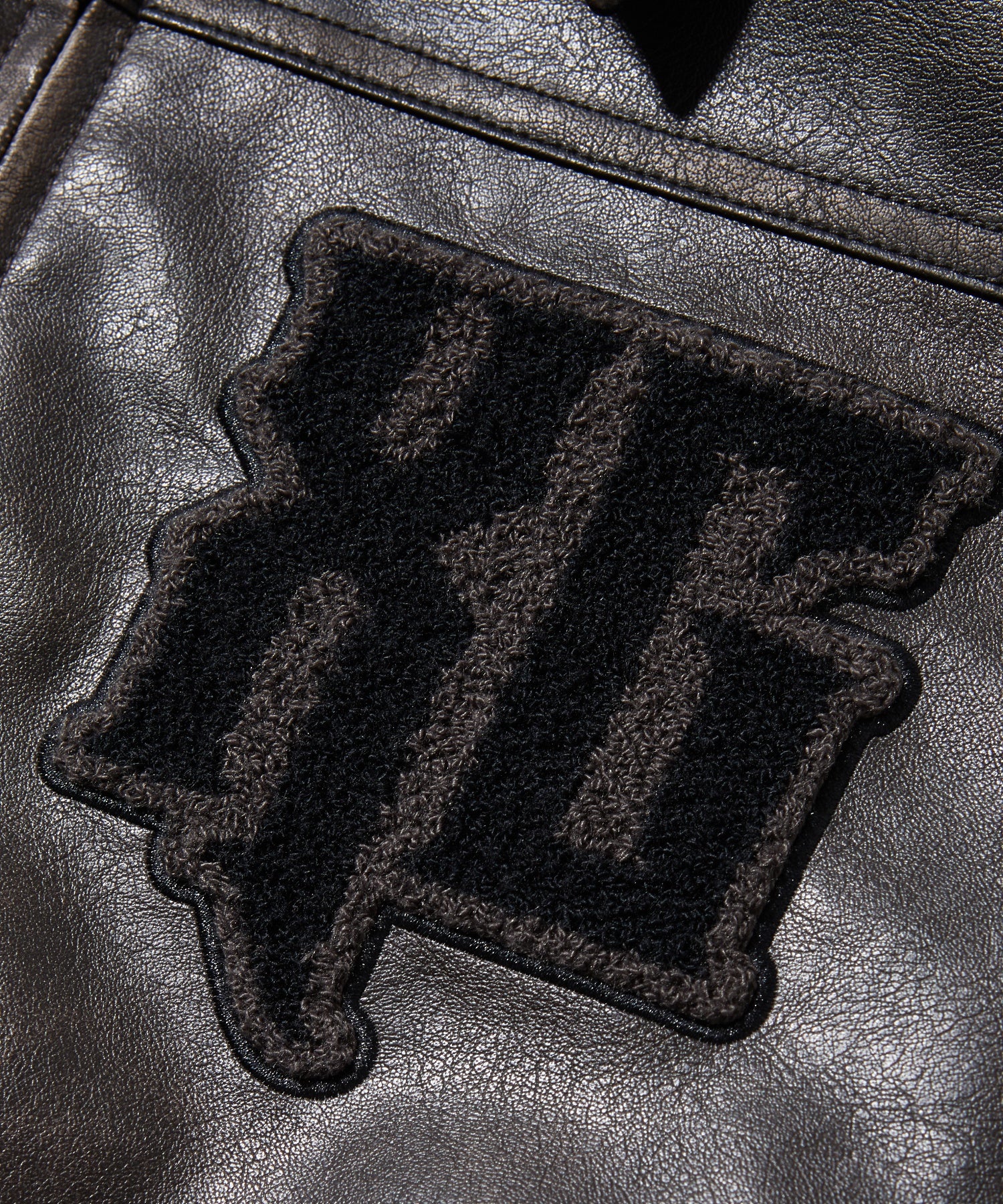 FAUX LEATHER LOGO PATCH JACKET