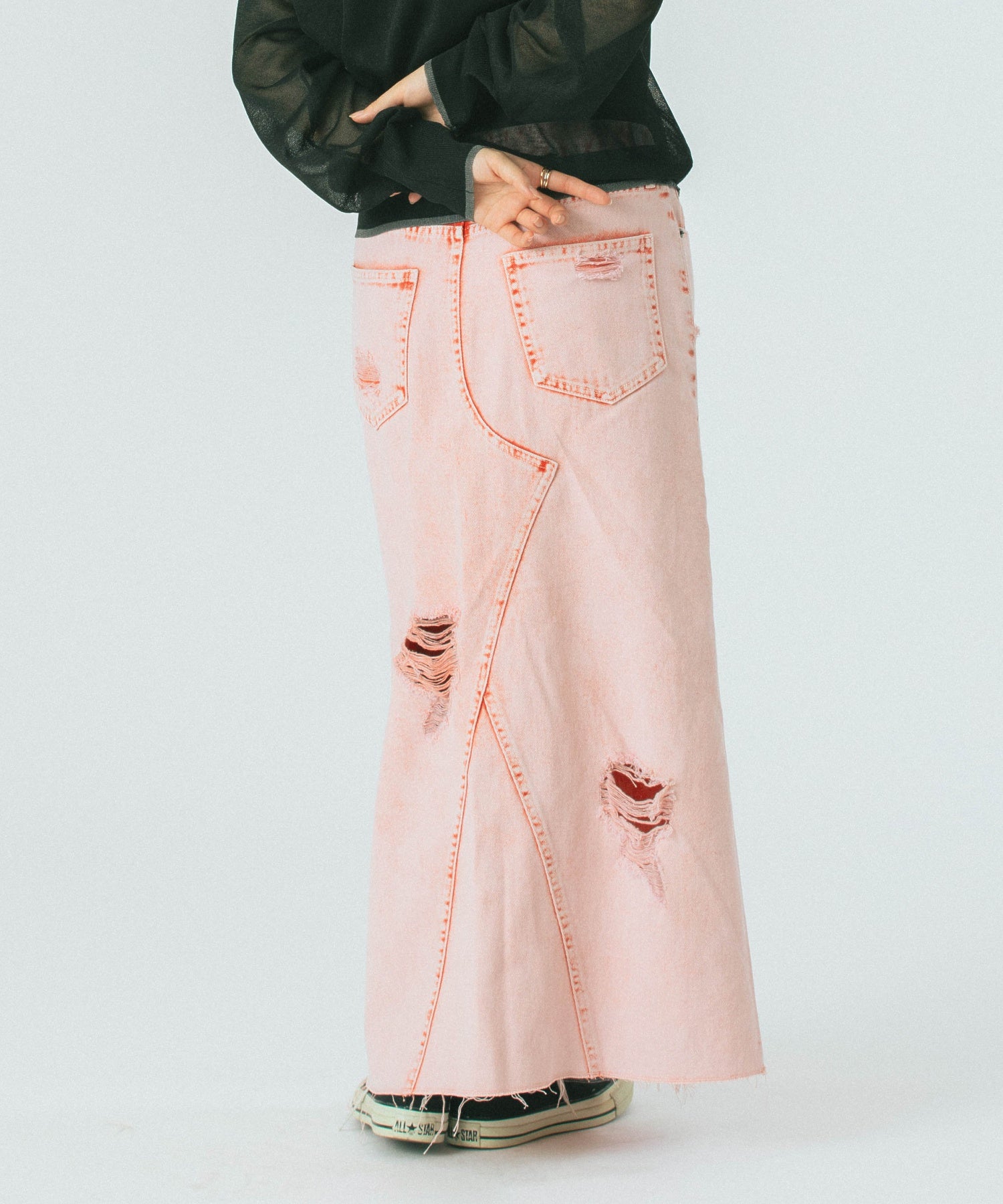 DAMEGE DENIM SKIRT