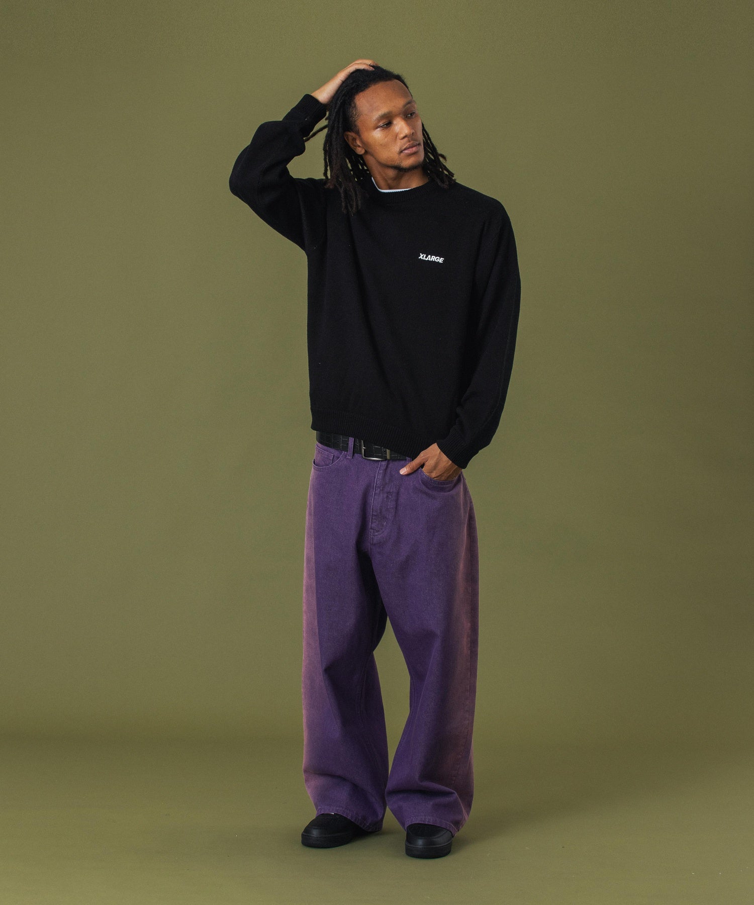 SIDE FADED BAGGY DENIM PANTS
