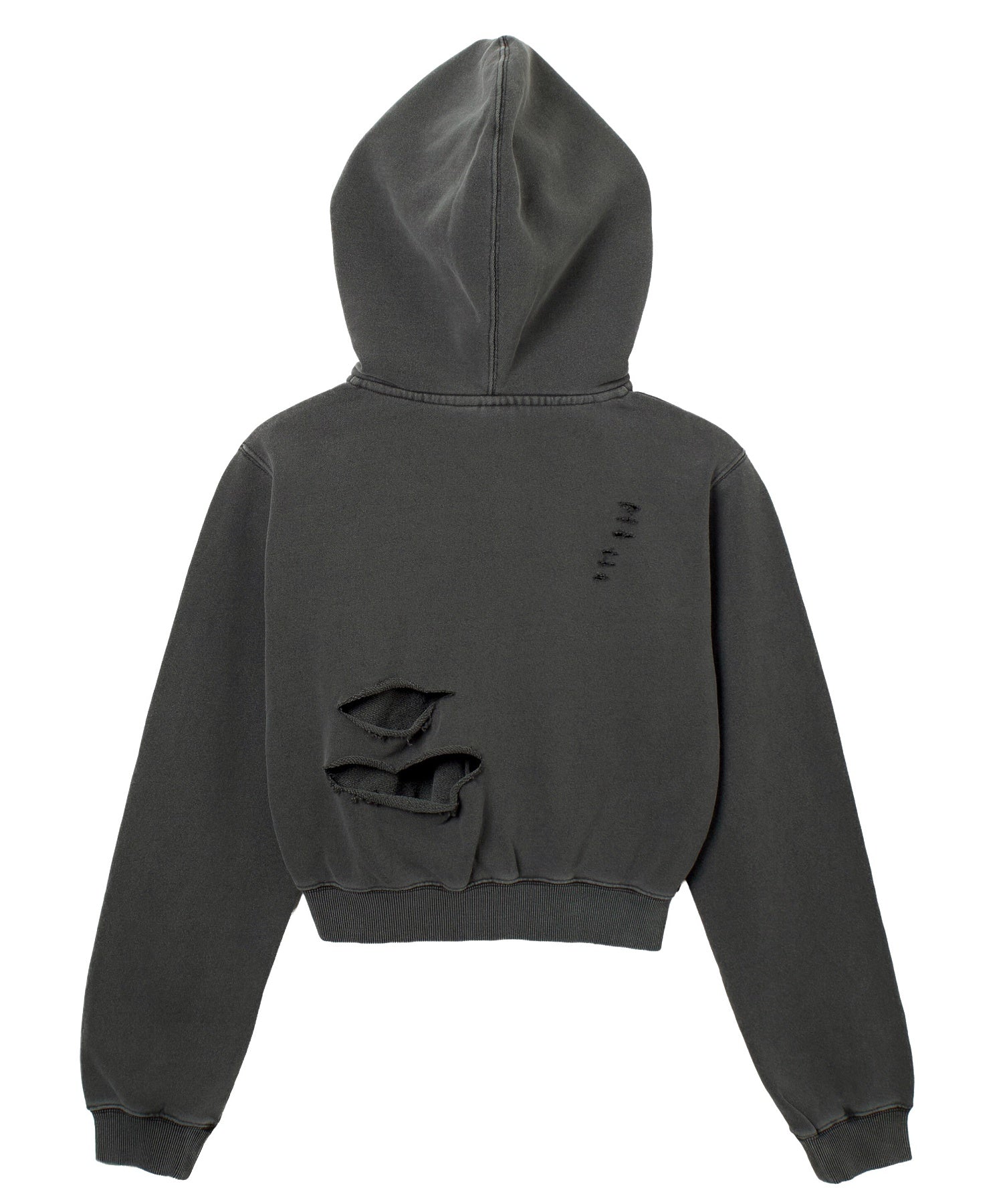 DISTRESSED ZIP UP SWEAT HOODIE