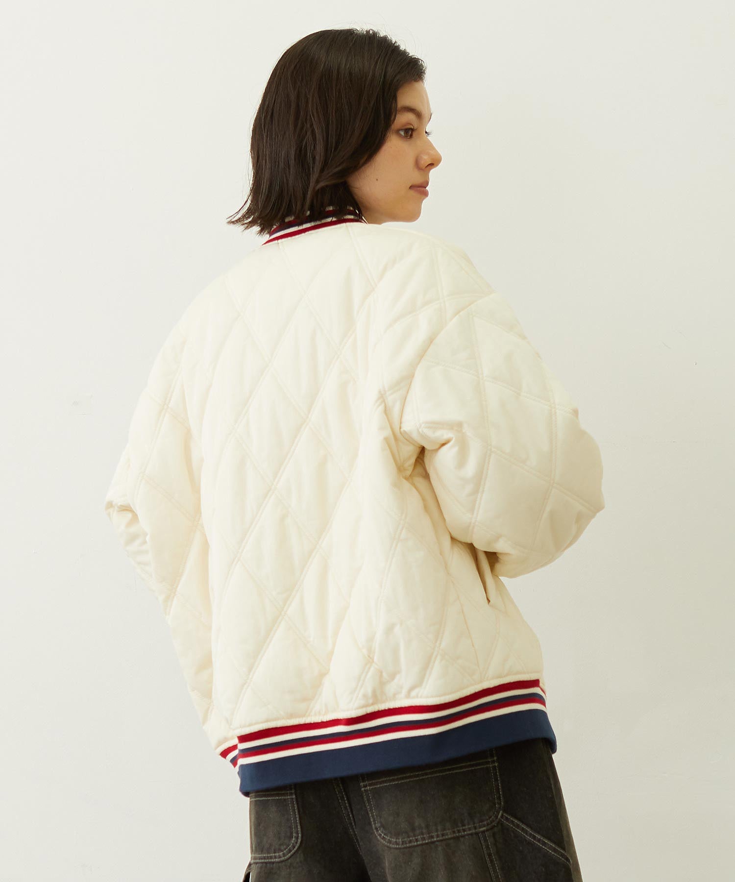 SATIN LOGO PATCH QUILTED JACKET
