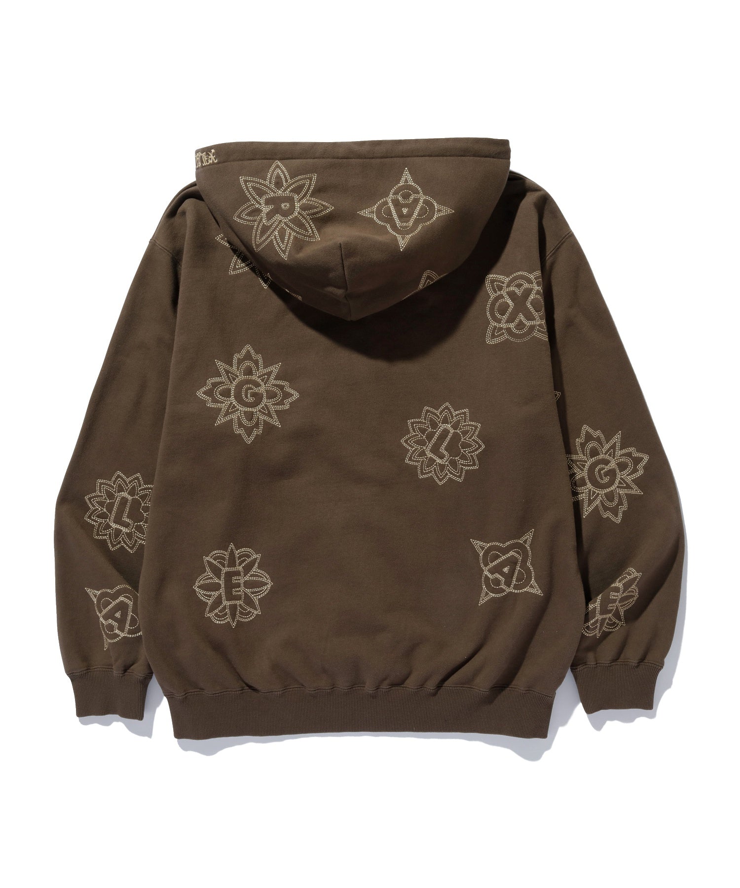 ALLOVER EMBROIDERY ZIP UP HOODED SWEATSHIRT