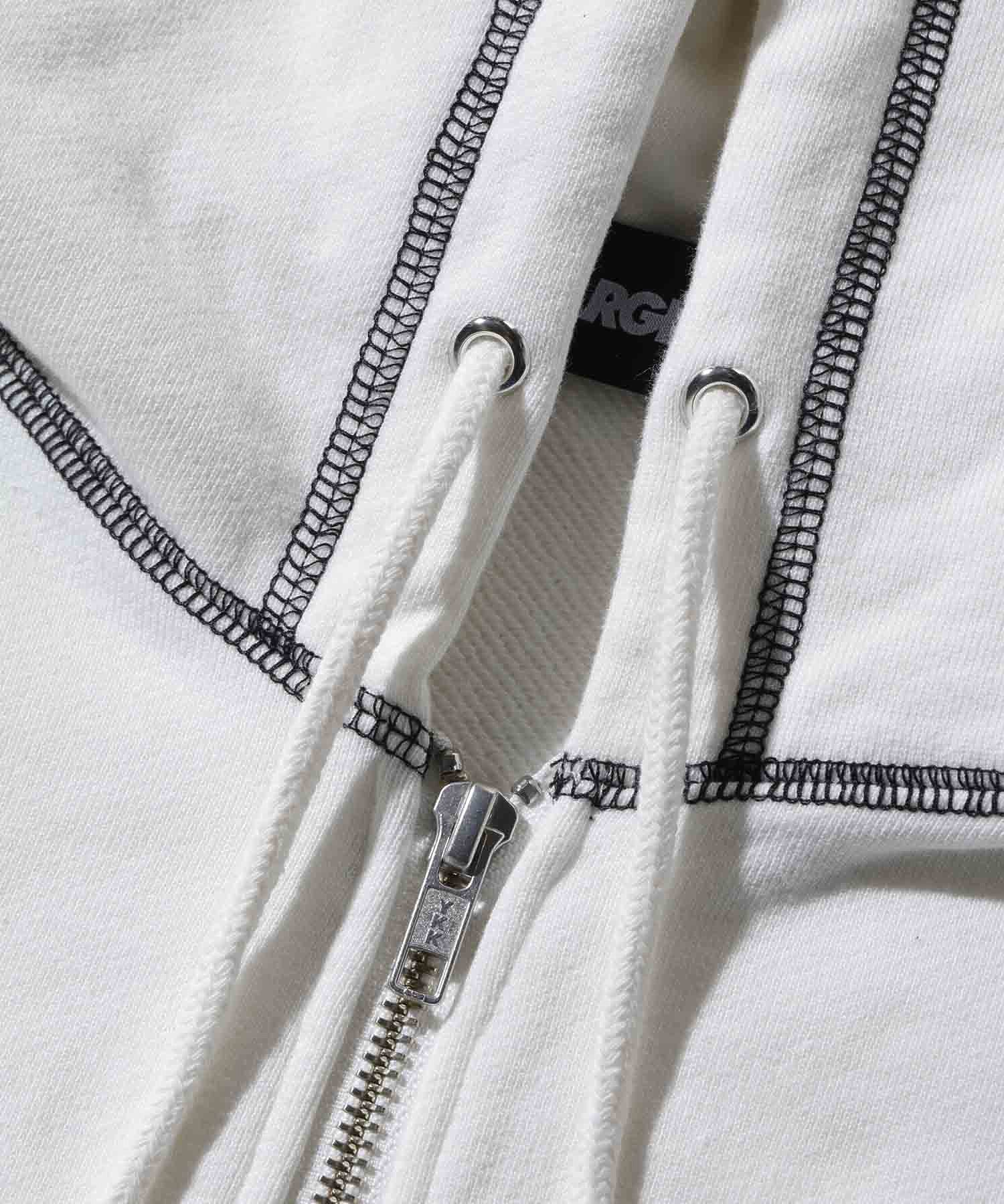 CONTRAST STITCH ZIP HOODED SWEATSHIRT