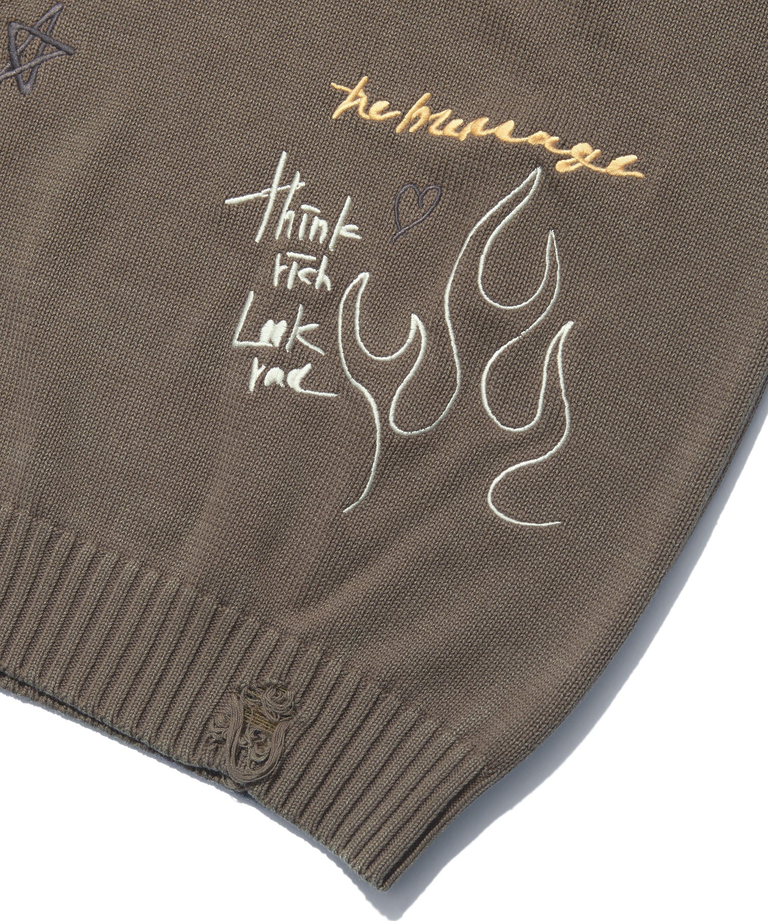 GRAFFITI LOGO DISTRESSED KNIT TOP