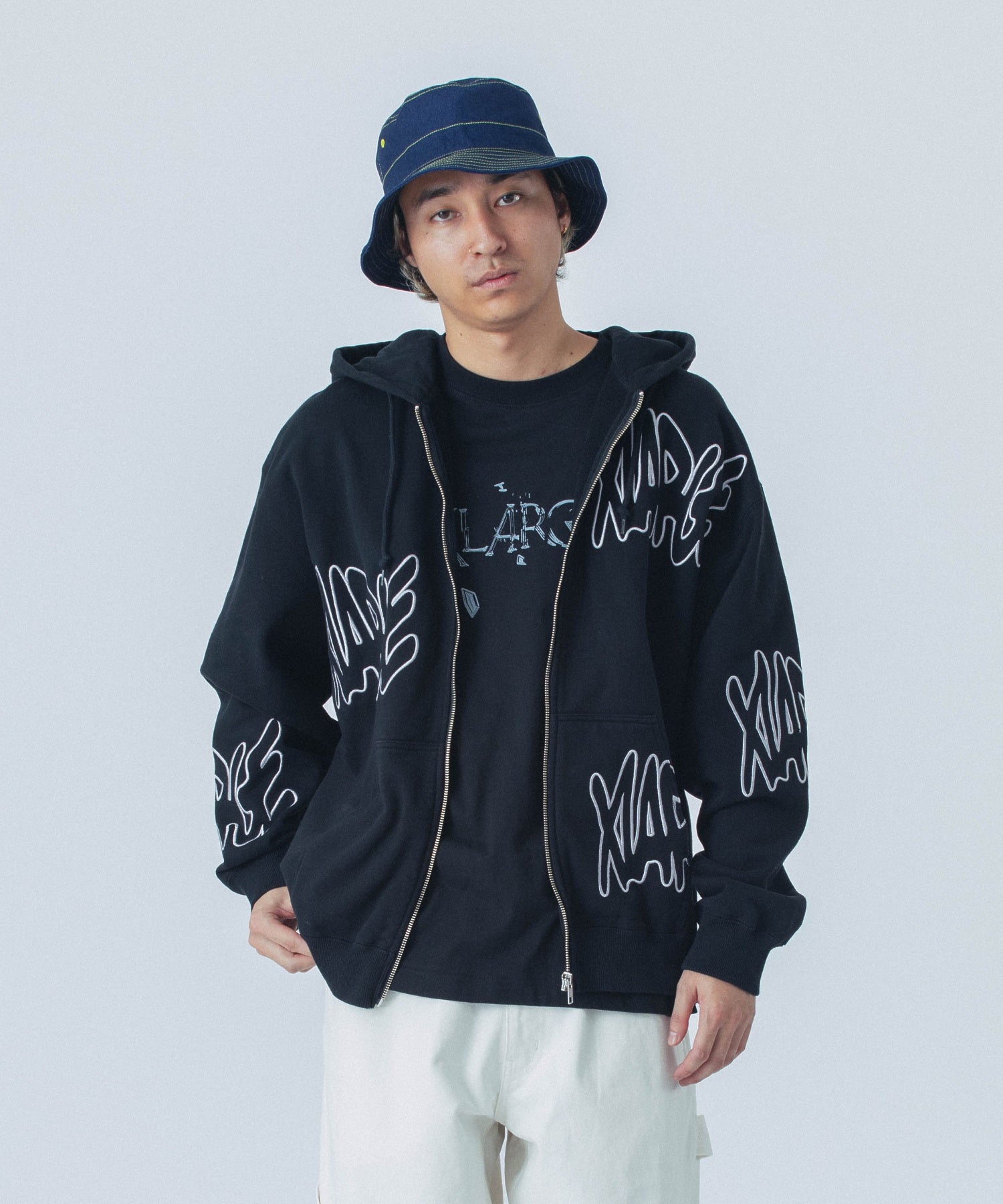 ALLOVER LOGO ZIP HOODED SWEATSHIRT