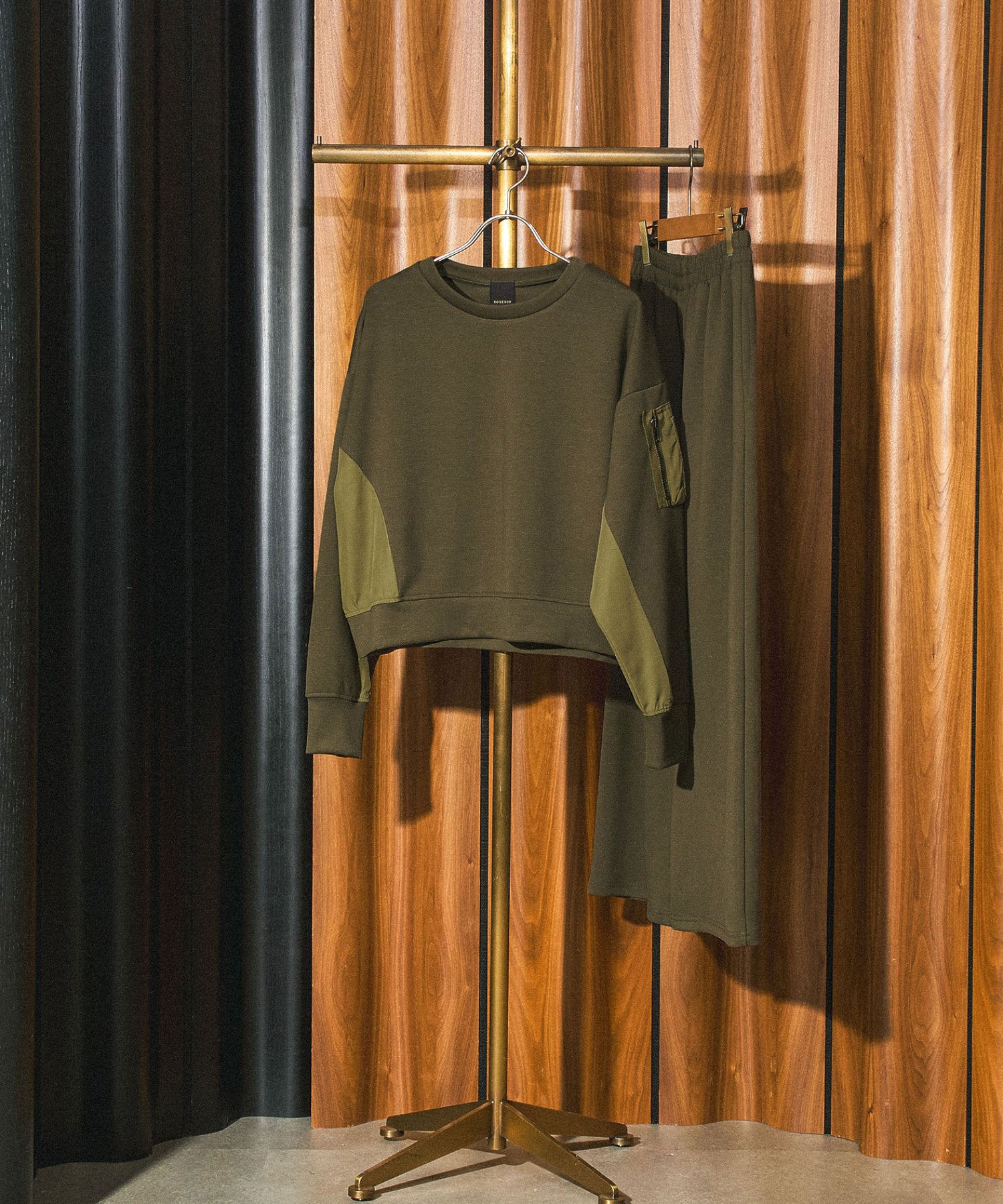 MIXED FABRIC TOP AND SKIRT SET