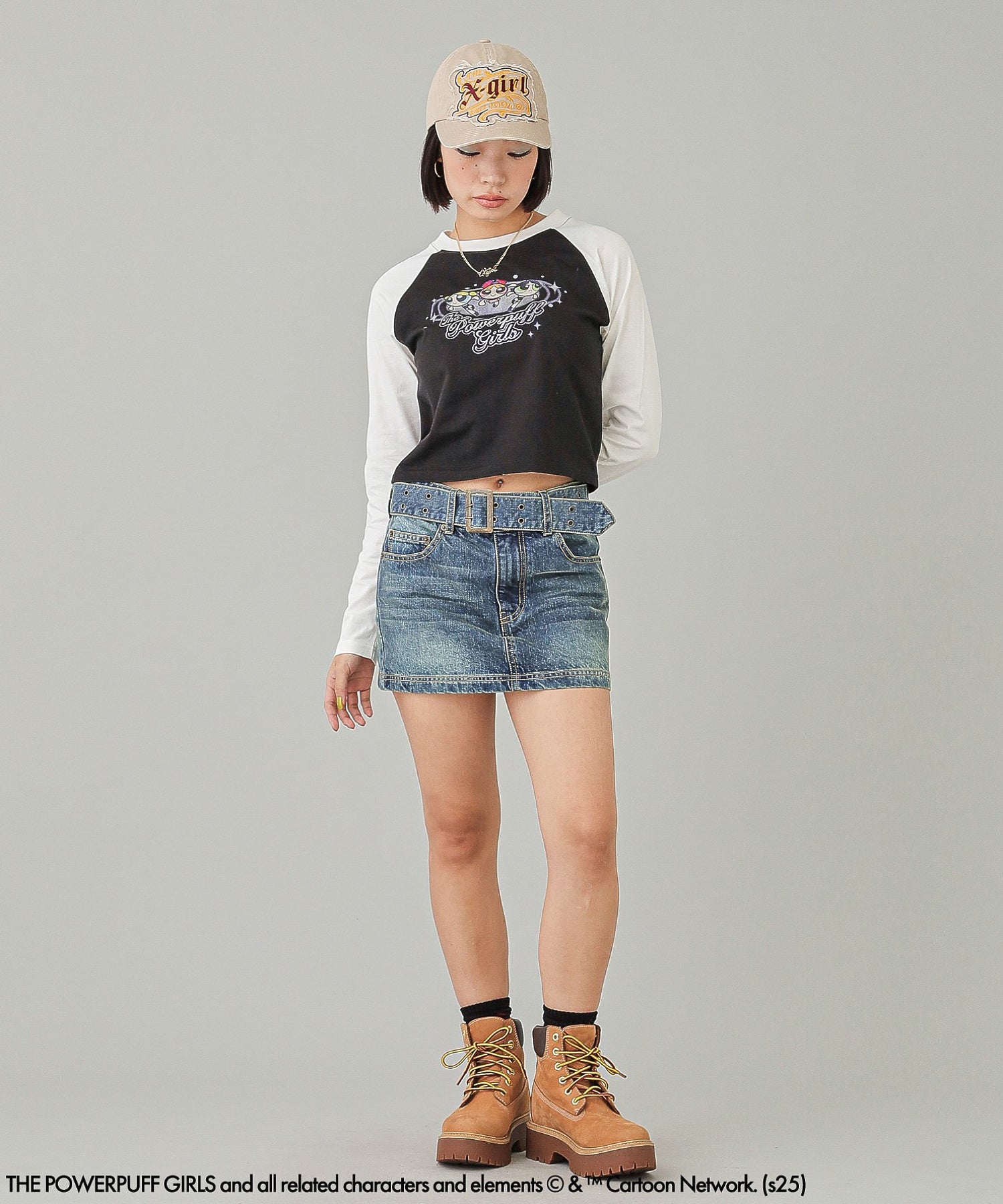 THE POWERPUFF GIRLS × X-girl RAGLAN L/S BABY TEE