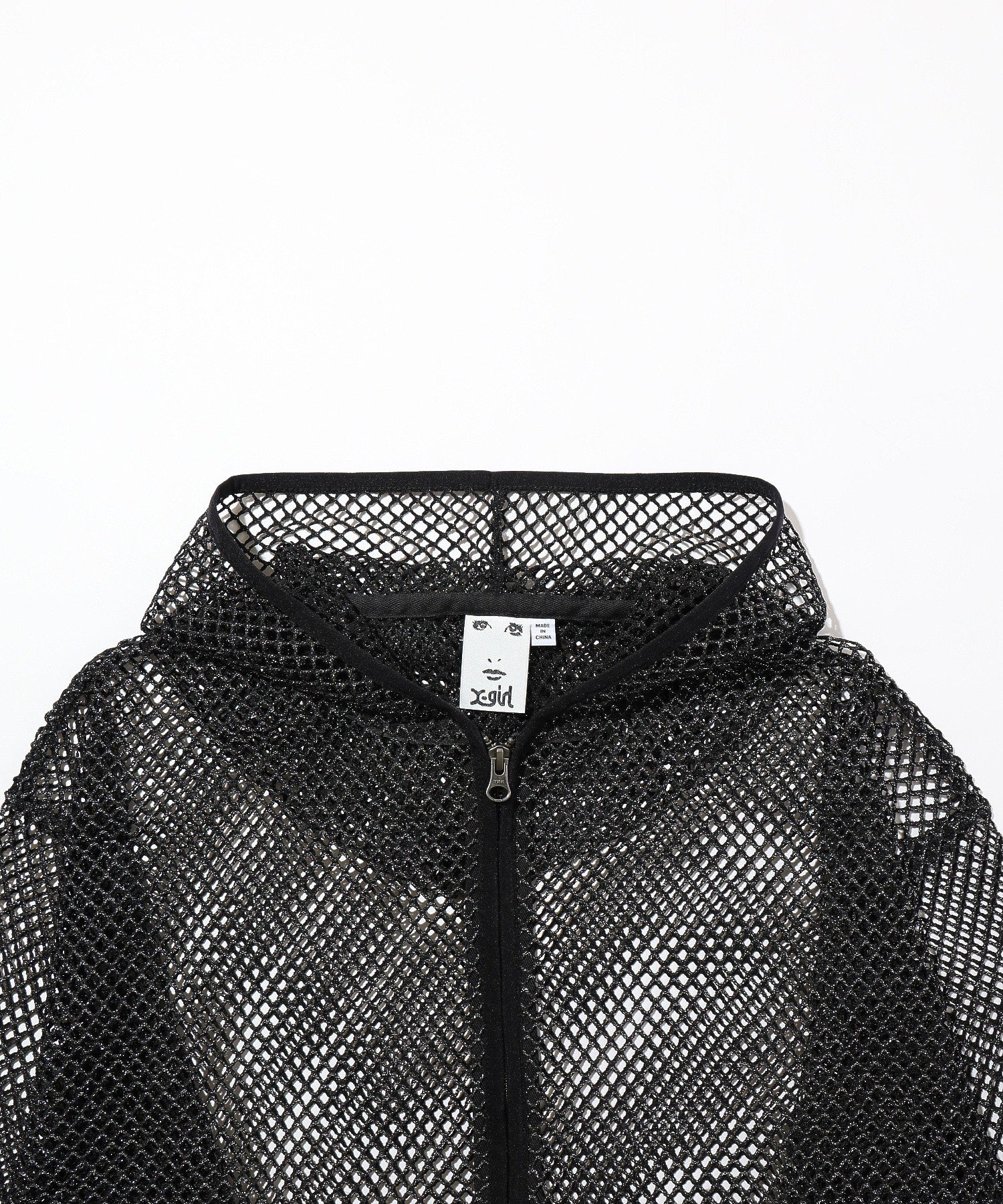 GLITTER MESH ZIP UP HOODIE