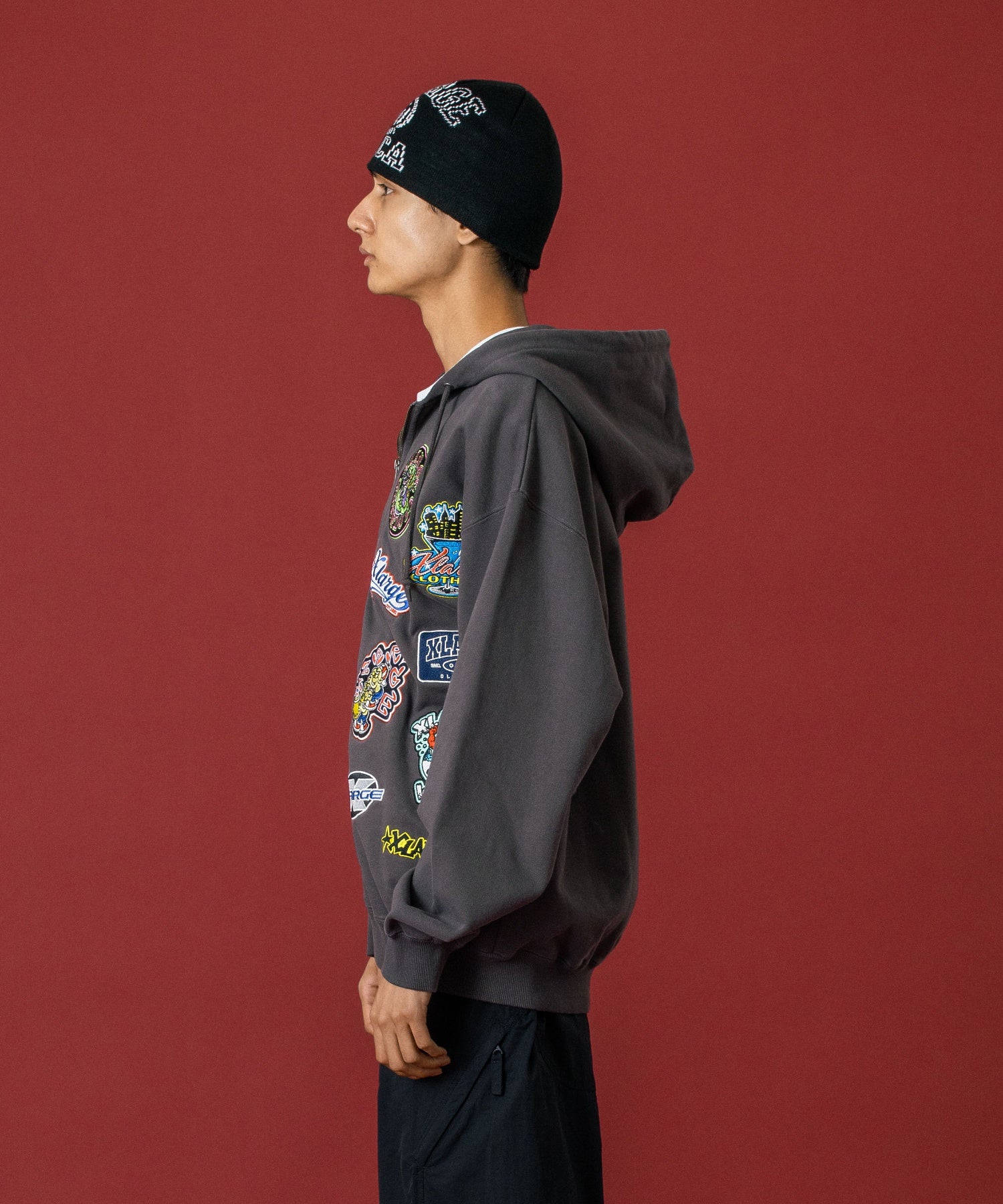 MULTI LOGO ZIP UP HOODED SWEATSHIRT