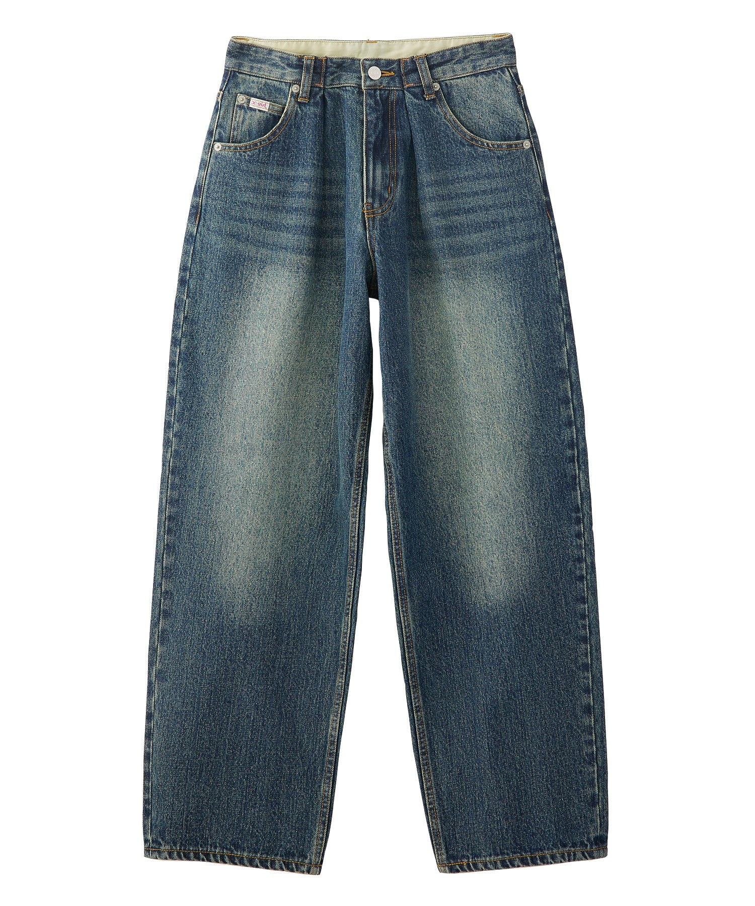 LOGO PATCH WIDE TAPERED DENIM PANTS