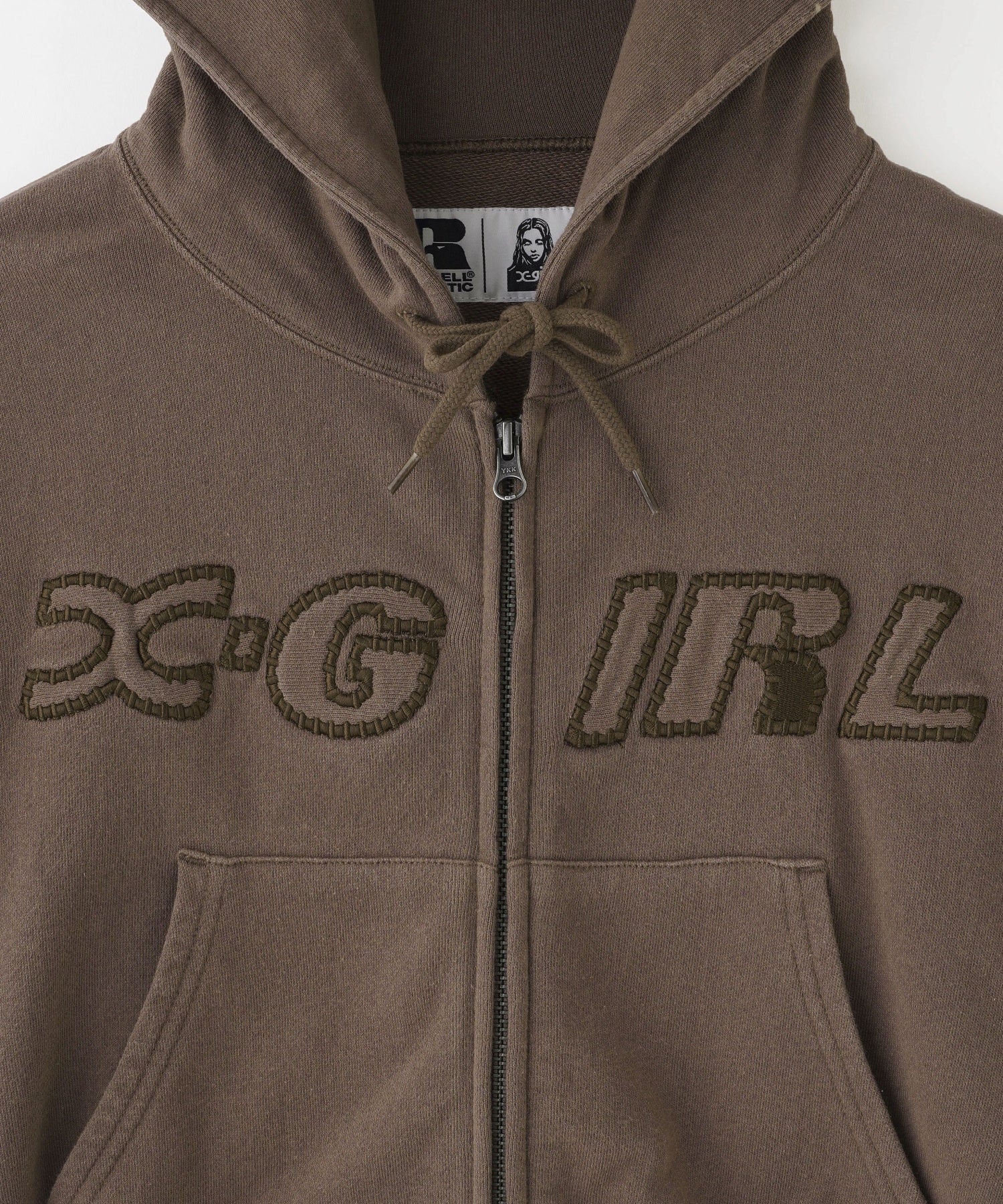 X-girl × Russell CROPPED ZIP UP HOODIE