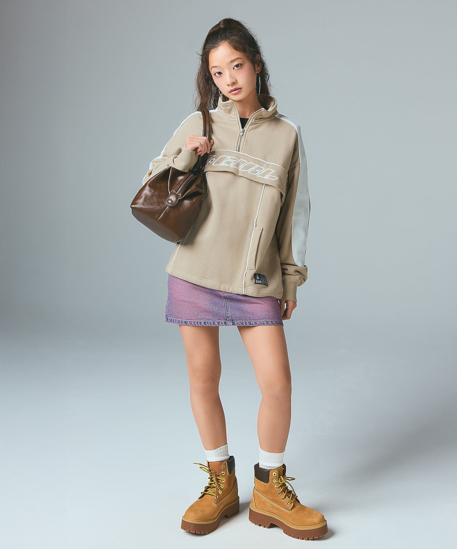 CURSIVE LOGO DENIM MINI SKIRT